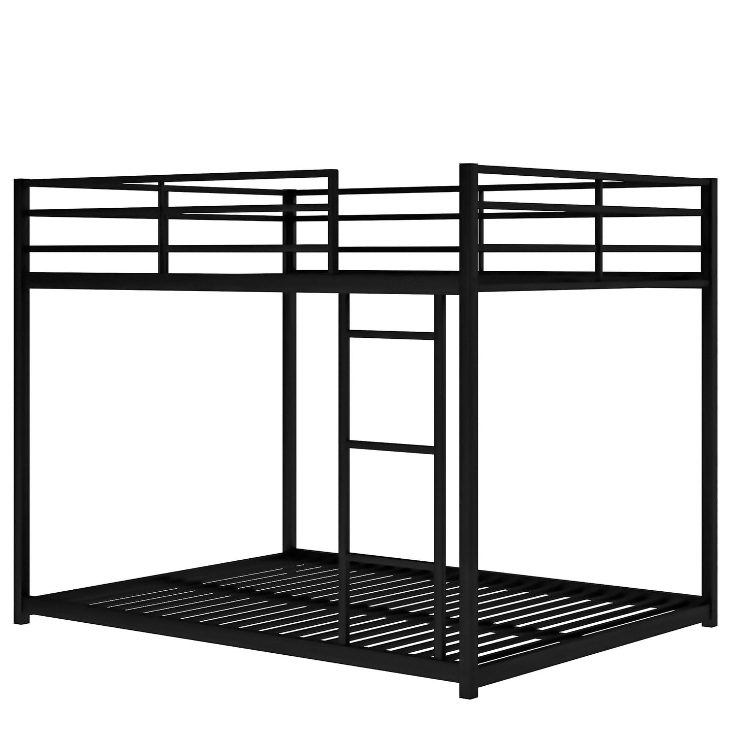 Low Profile Full Over Full Metal Bunk Bed with Ladder, Black | Just Better Bunk Beds