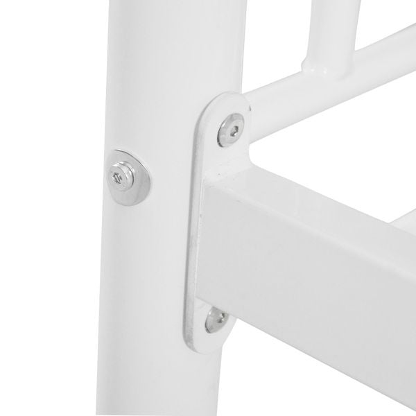 Kids Bedroom Twin Metal Bunk Bed with Ladder, White | Just Better Bunk Beds