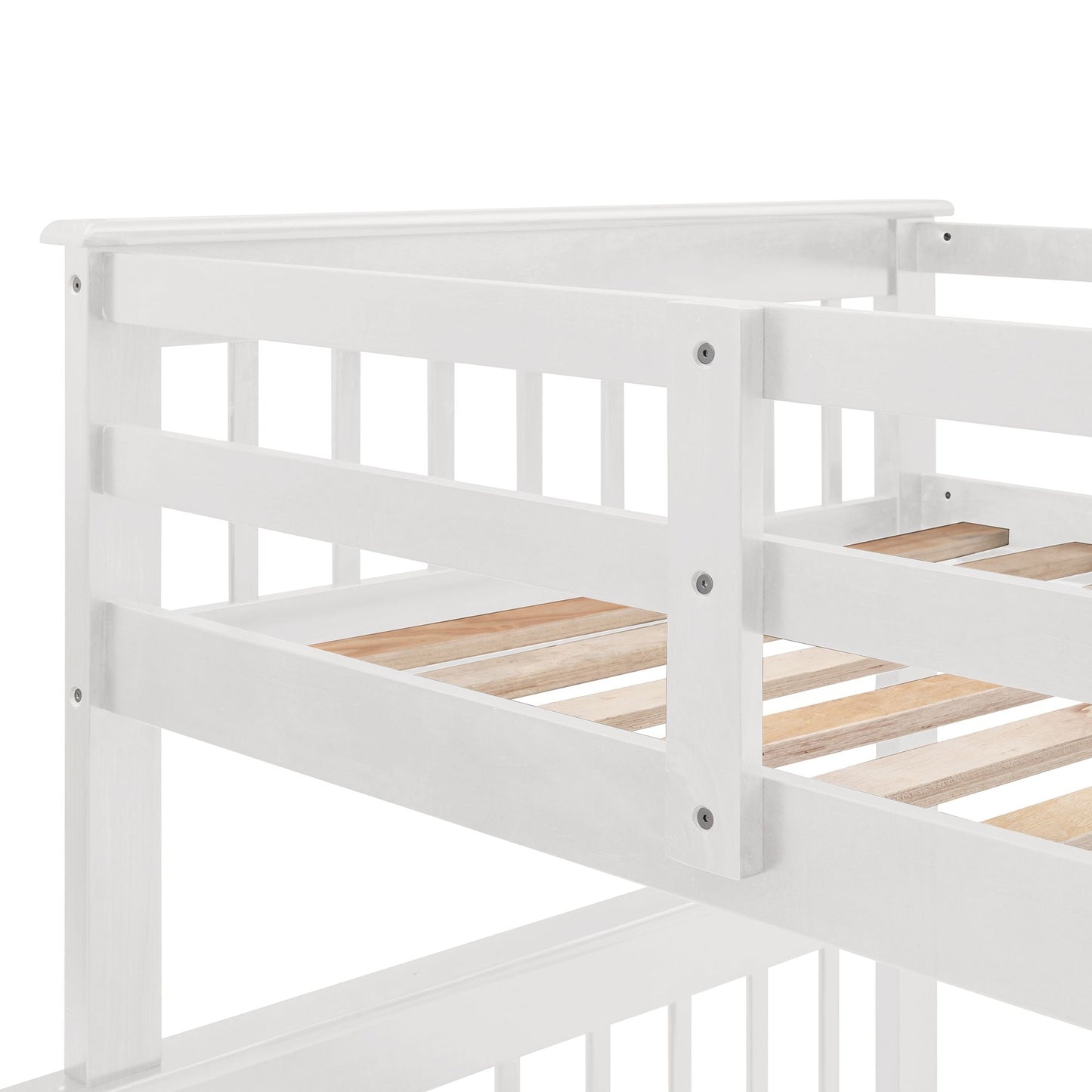 Stairway Twin-Over-Full Bunk Bed with Drawer,  Storage and Guard Rail for Bedroom,  Dorm,  for Adults,  White
