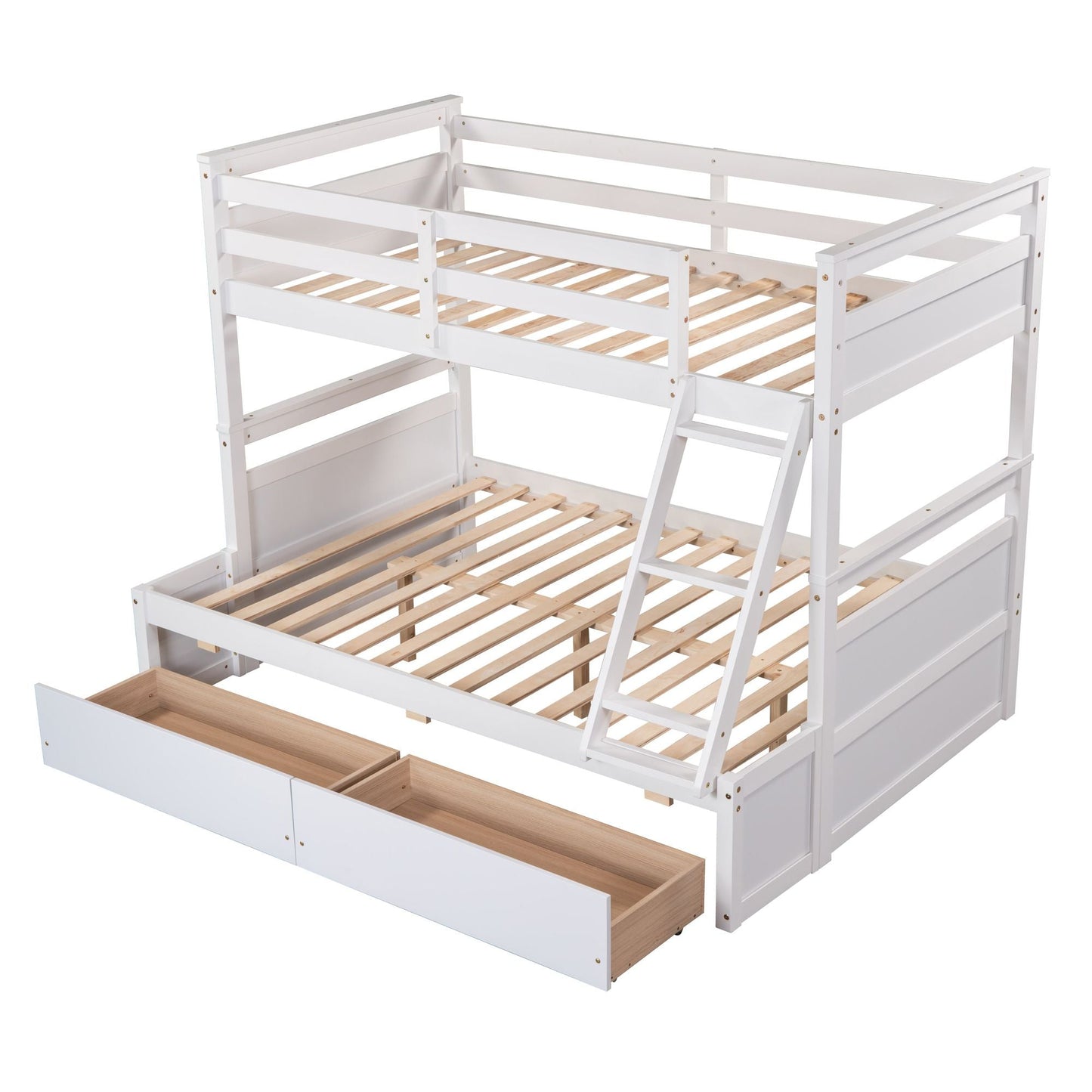 Space-Saving Twin Over Full Wood Bunk Bed with Storage, White | Just Better Bunk Beds