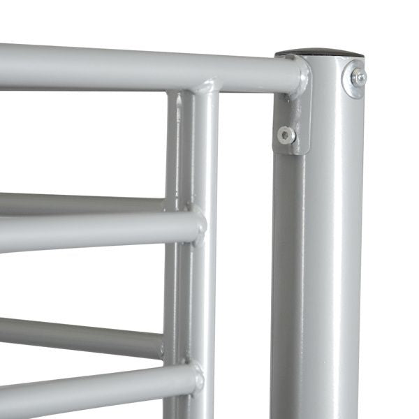 Twin Size Gray Iron Bunk Bed with Ladder for Kids - Stylish and Space-Saving Design