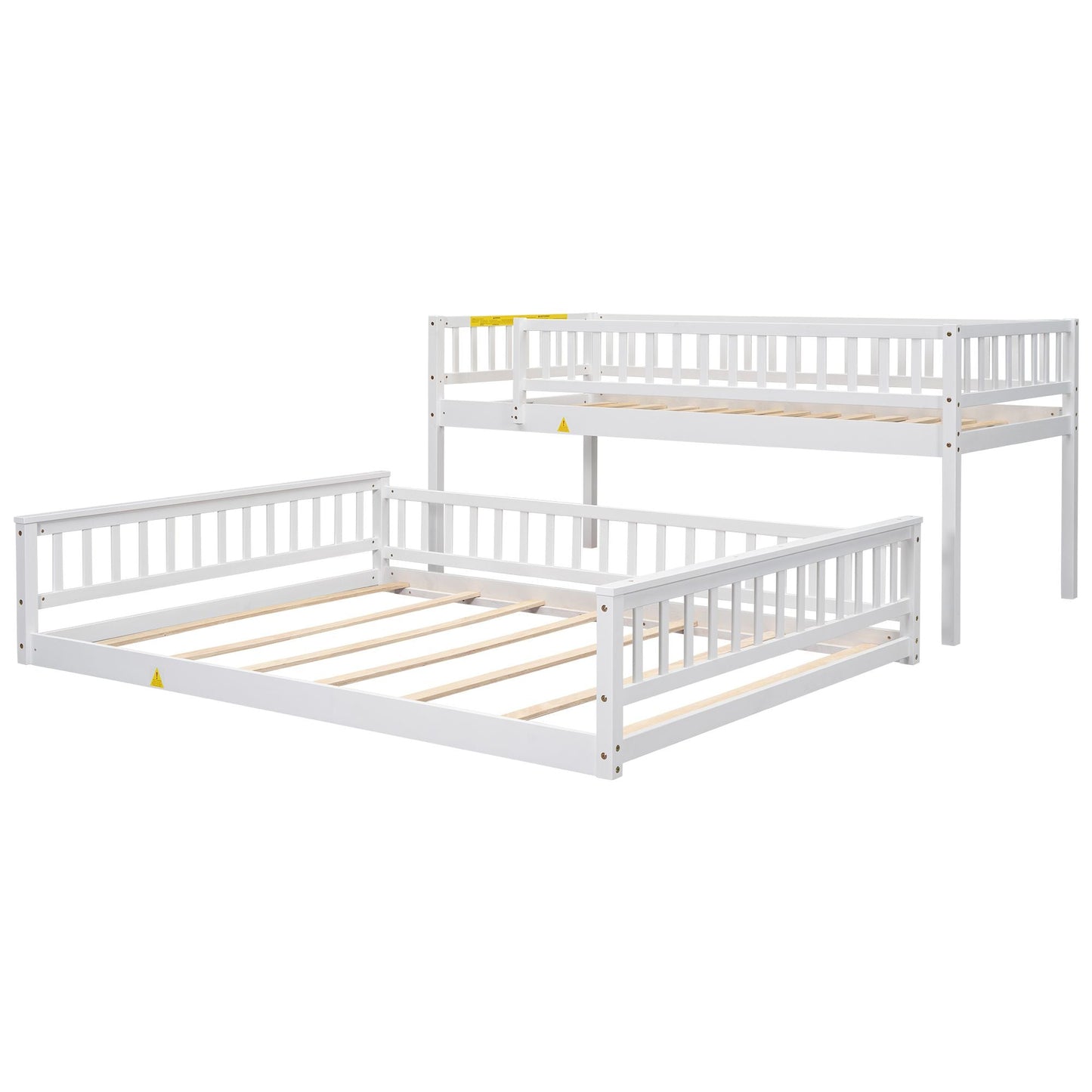 Shared Room Solution Twin XL Over Queen Wood Bunk Bed, White | Just Better Bunk Beds