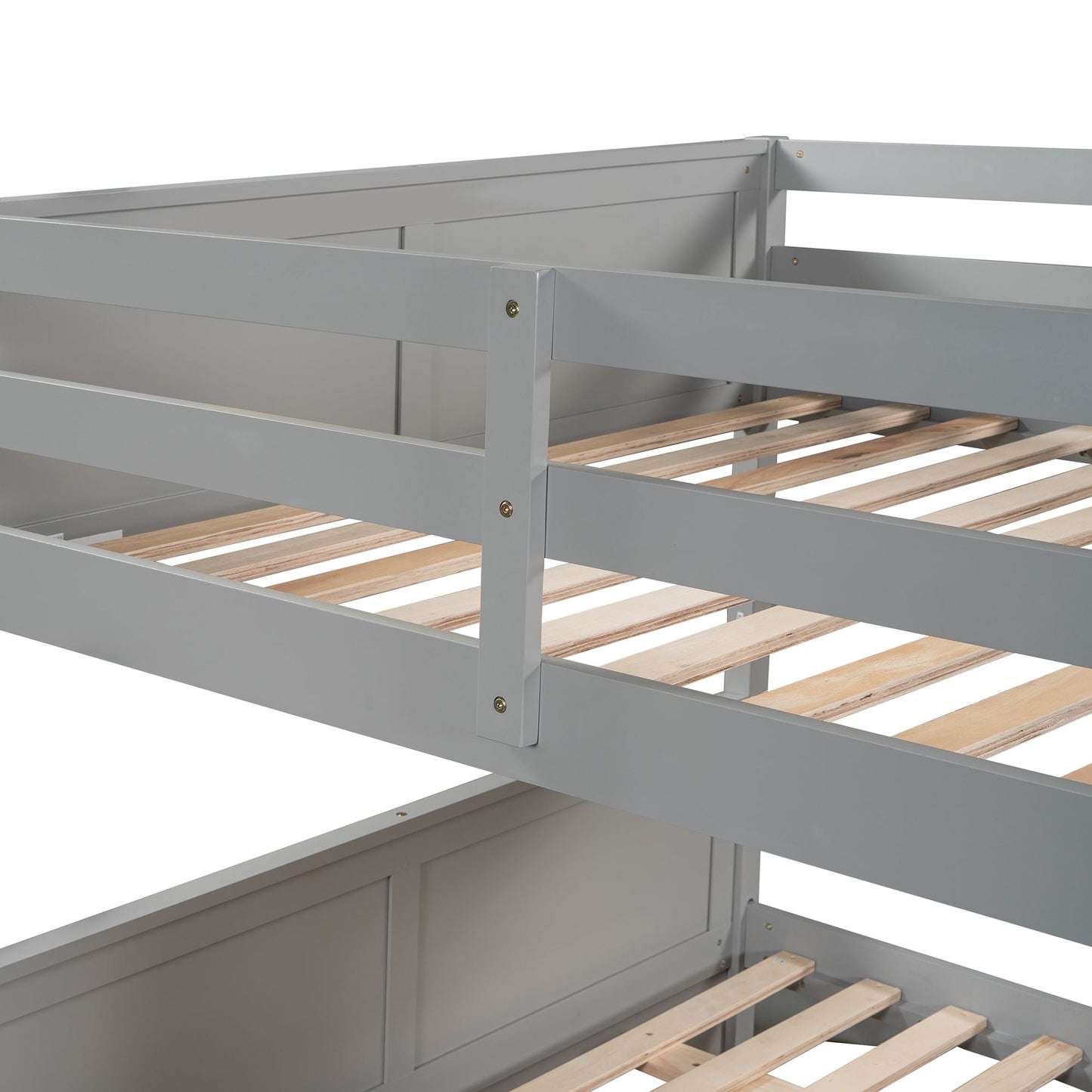 Shared Room Solution Full Over Full Wood Bunk Bed with Twin Trundle, White | Just Better Bunk Beds