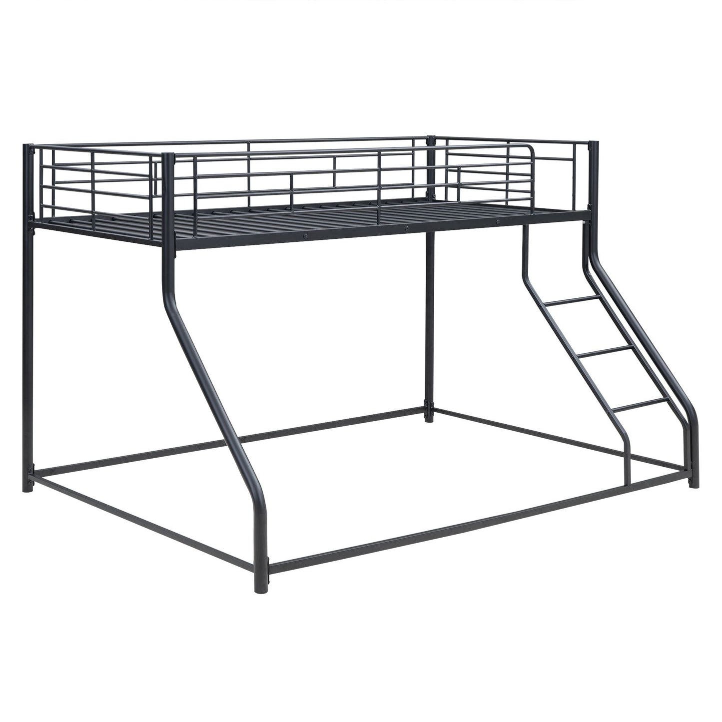 Space-Saving Twin XL Over Queen Metal Floor Bunk Bed, Black | Just Better Bunk Beds