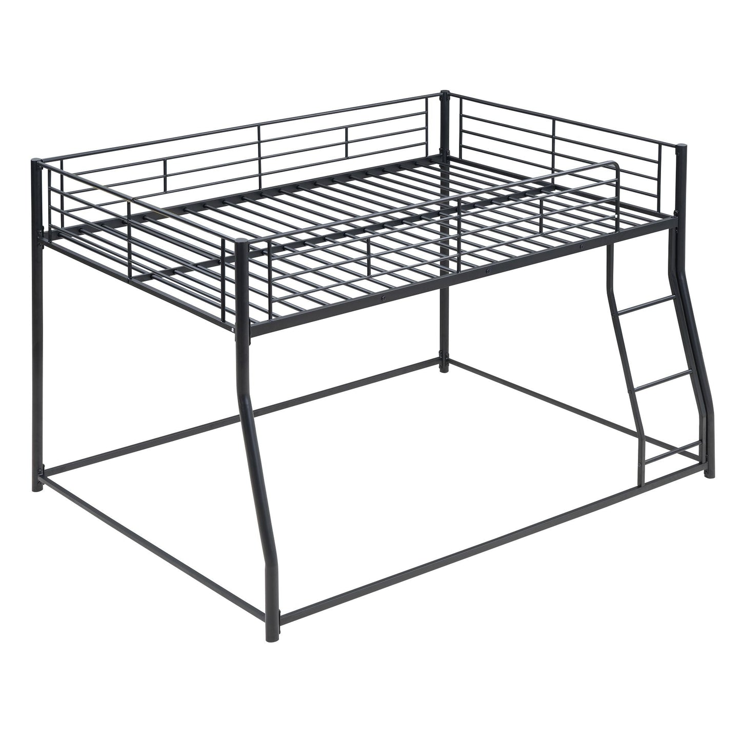 Shared Room Solution Full XL Over Queen Metal Floor Bunk Bed, Black | Just Better Bunk Beds