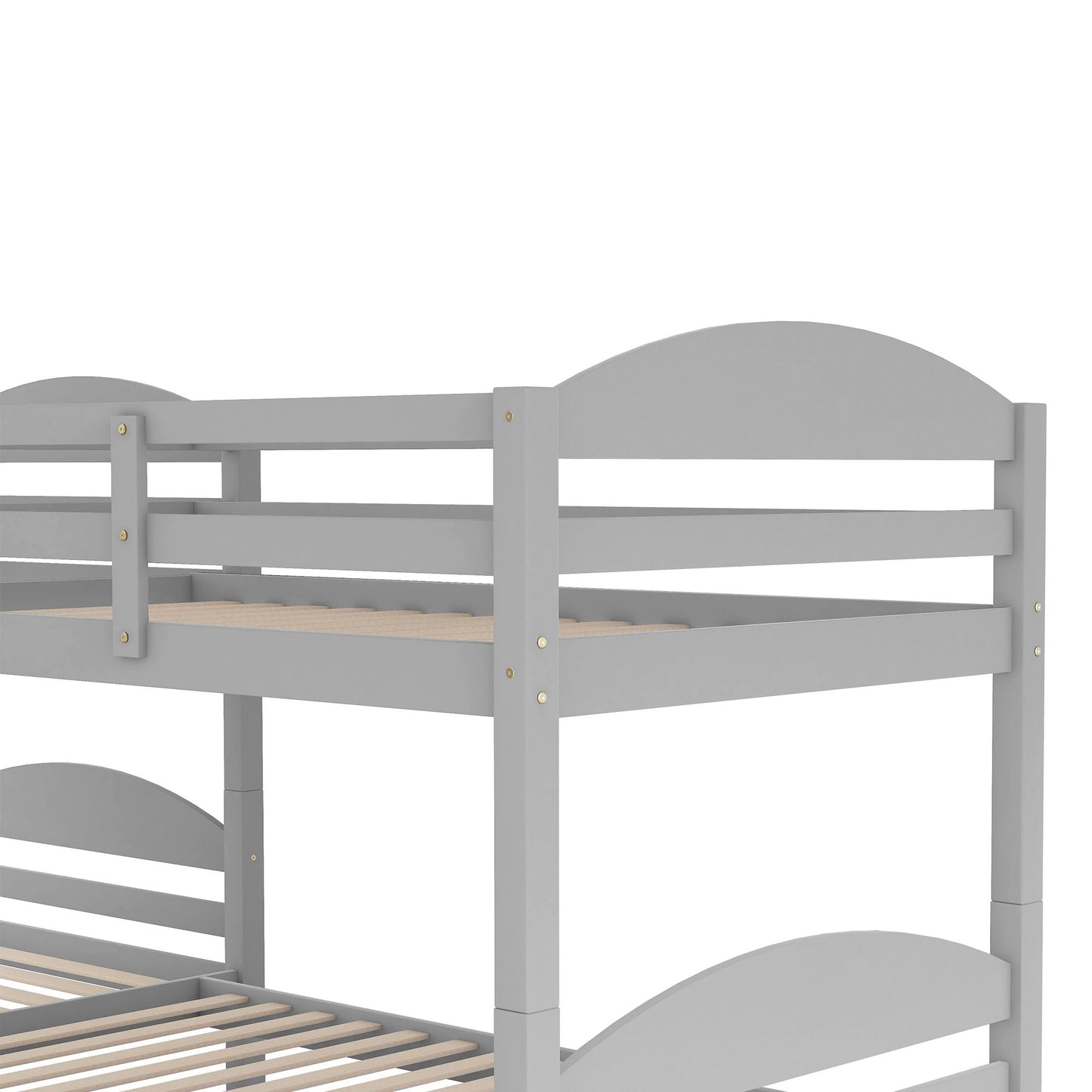 Space-Saving Twin L-Shaped Wood Bunk Bed with Trundle, Gray | Just Better Bunk Beds