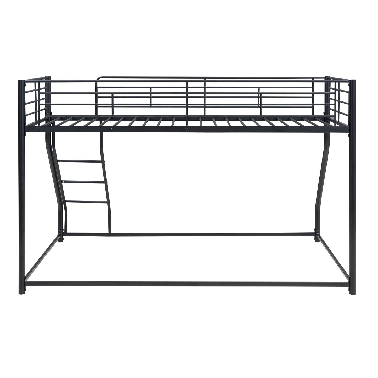 Space-Saving Twin XL Over Queen Metal Floor Bunk Bed, Black | Just Better Bunk Beds