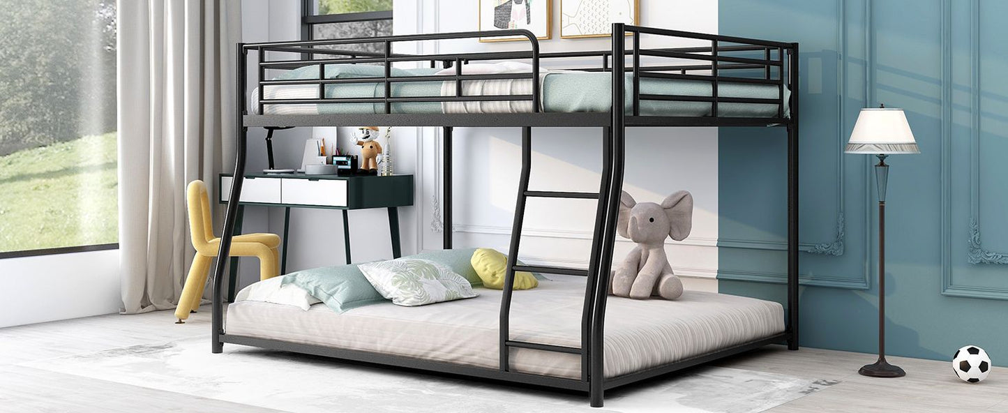 Shared Room Solution Full XL Over Queen Metal Floor Bunk Bed, Black | Just Better Bunk Beds