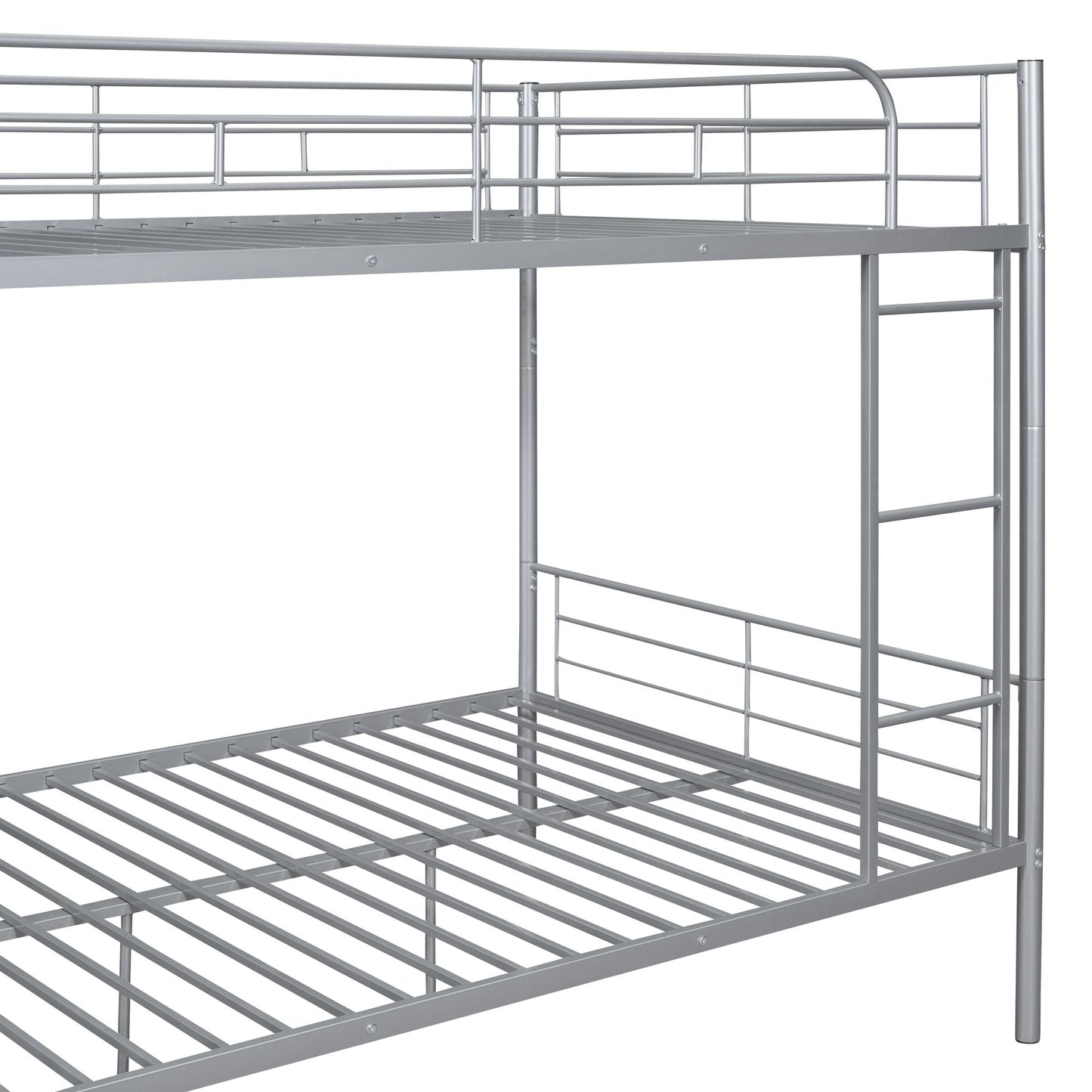Space-Saving Full Over Full Metal Bunk Bed, Available in Black, Silver, and White | Just Better Bunk Beds