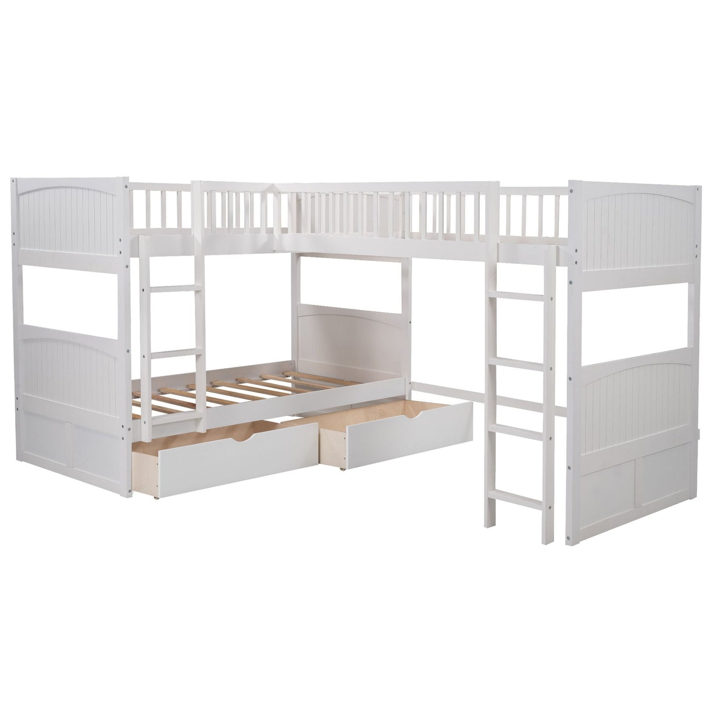 Loft Style Twin Wood Bunk Bed with Two Drawers, Gray | Just Better Bunk Beds