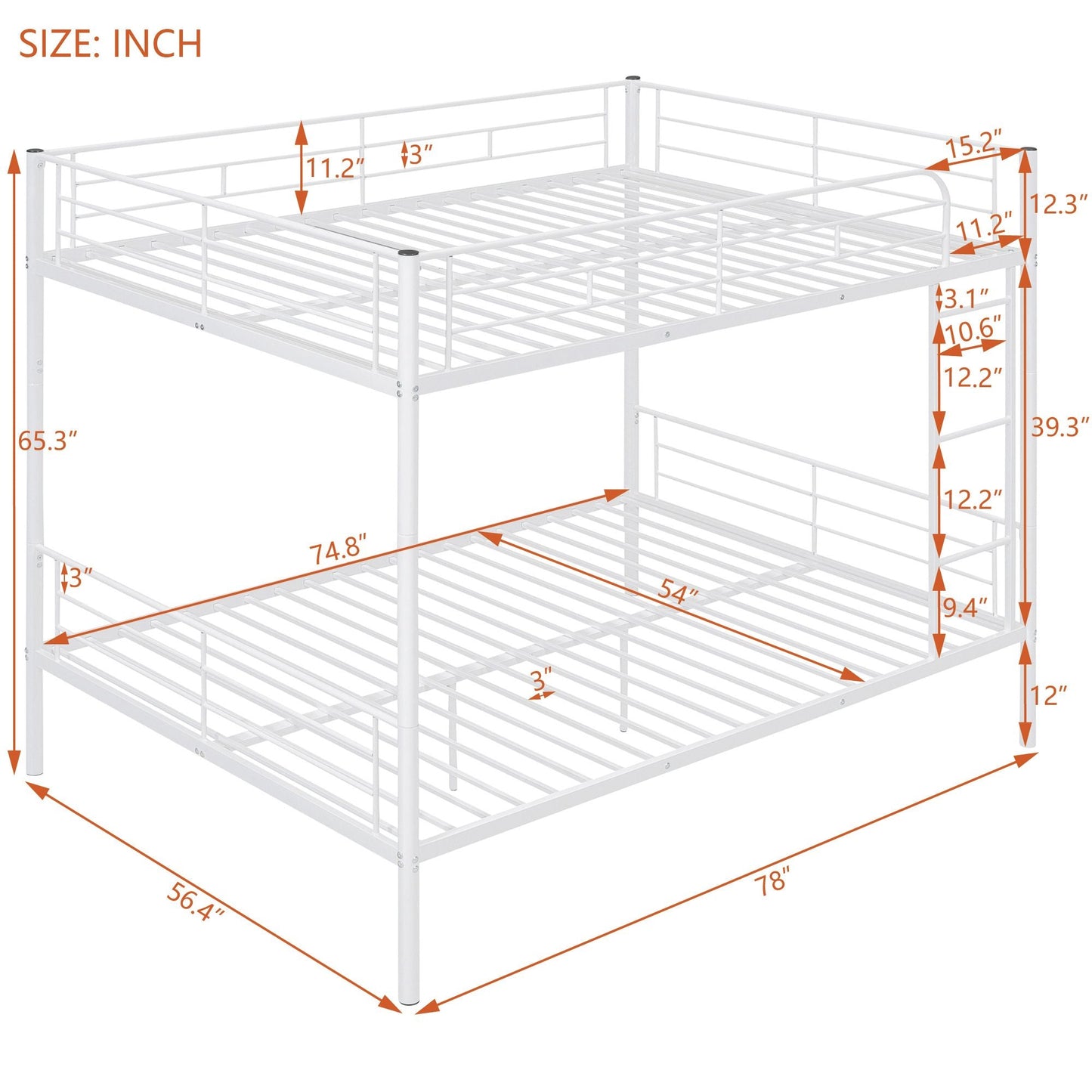 Space-Saving Full Over Full Metal Bunk Bed, Available in Black, Silver, and White | Just Better Bunk Beds