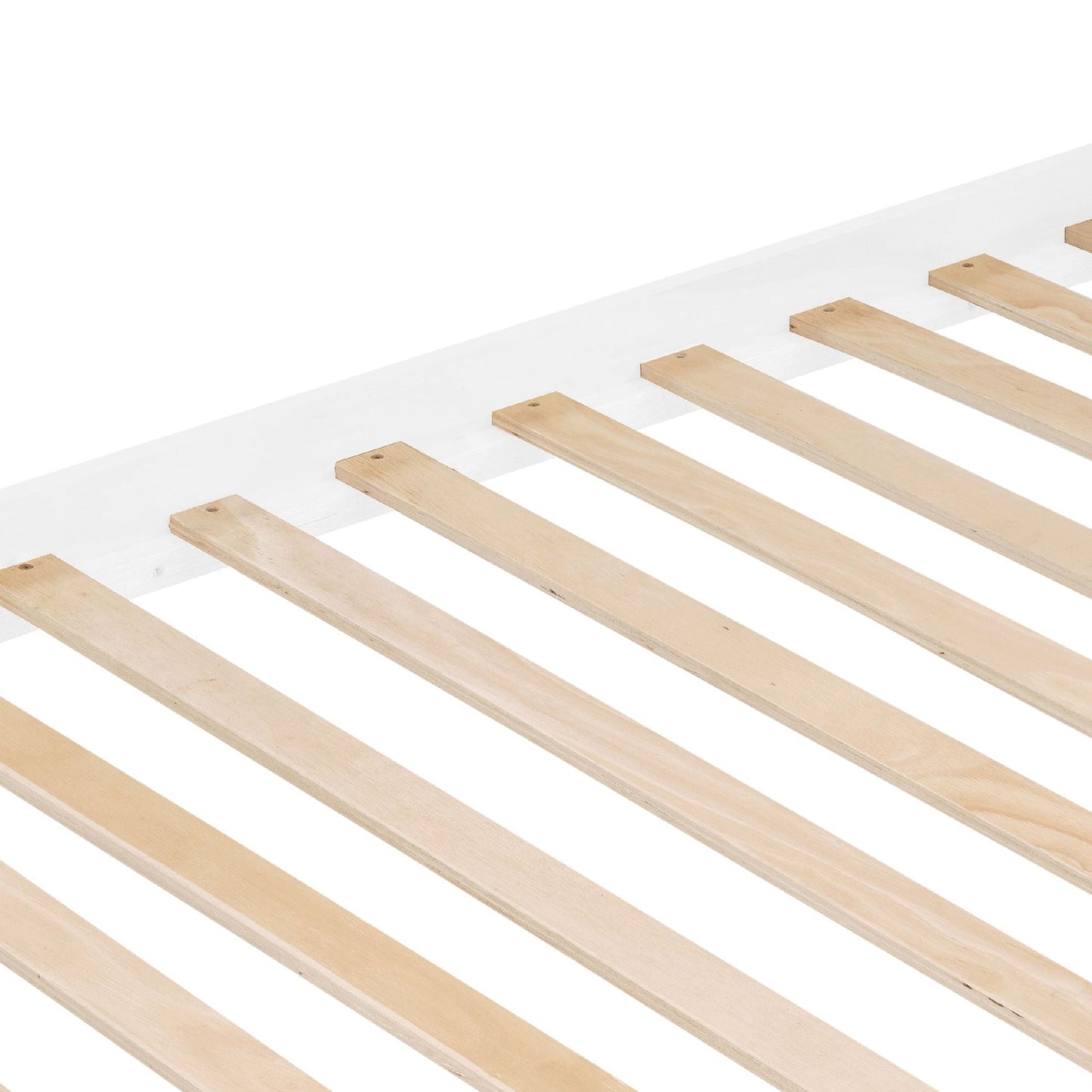Heavy-Duty Twin Over Twin Wood Bunk Bed, White with Thick Posts, Ladder, and High Guardrail | Just Better Bunk Beds