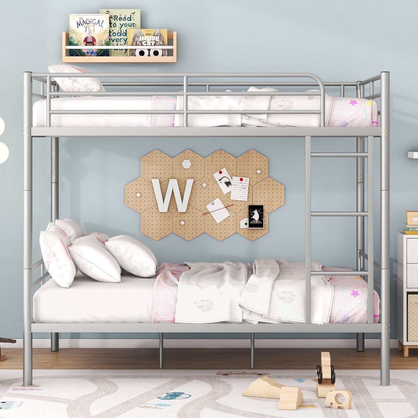 Space-Saving Full Over Full Metal Bunk Bed, Available in Black, Silver, and White | Just Better Bunk Beds