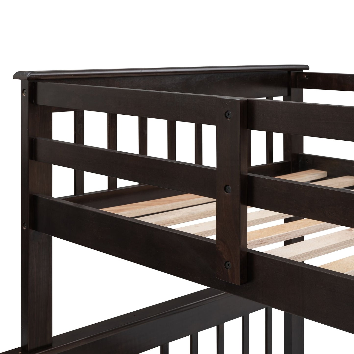 Stairway Twin-Over-Full Bunk Bed with Drawer,  Storage and Guard Rail for Bedroom,  Dorm,  for Adults,  Espresso
