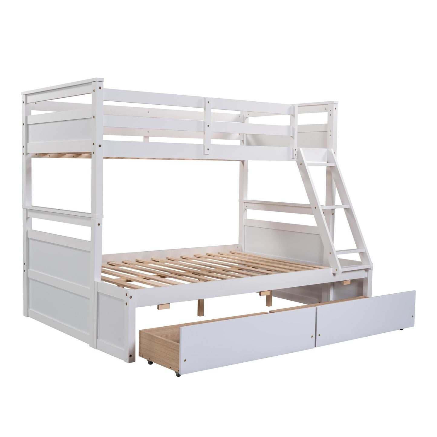 Space-Saving Twin Over Full Wood Bunk Bed with Storage, White | Just Better Bunk Beds