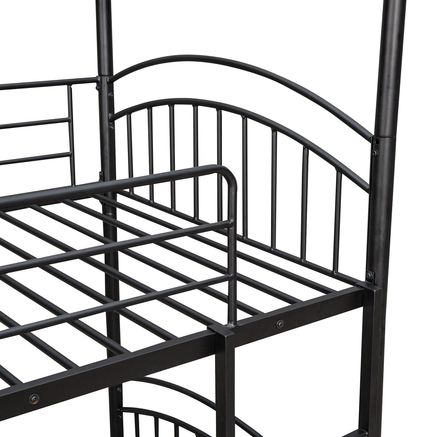Kids Bedroom Twin Over Twin Metal Bunk Bed with Slide, Black | Just Better Bunk Beds