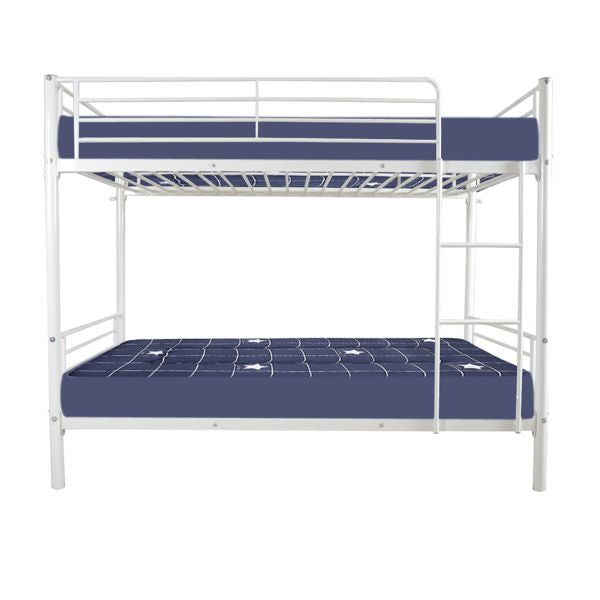 Kids Bedroom Twin Metal Bunk Bed with Ladder, White | Just Better Bunk Beds
