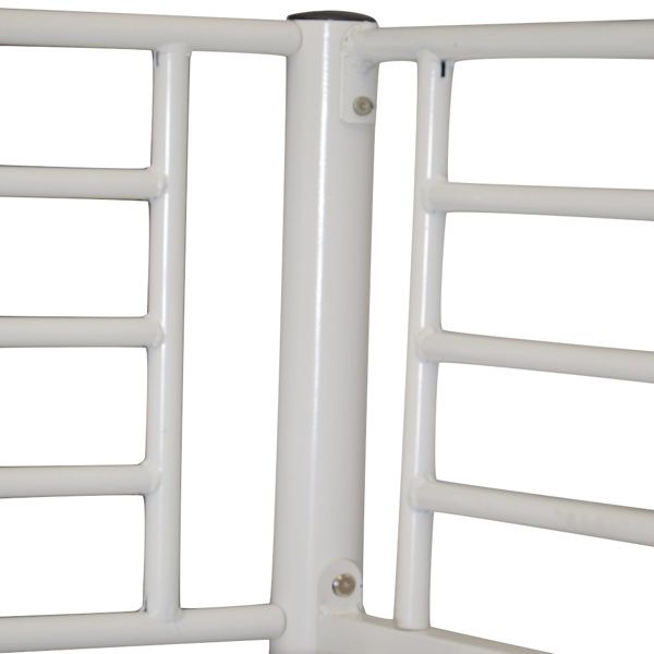 Kids Bedroom Twin Metal Bunk Bed with Ladder, White | Just Better Bunk Beds
