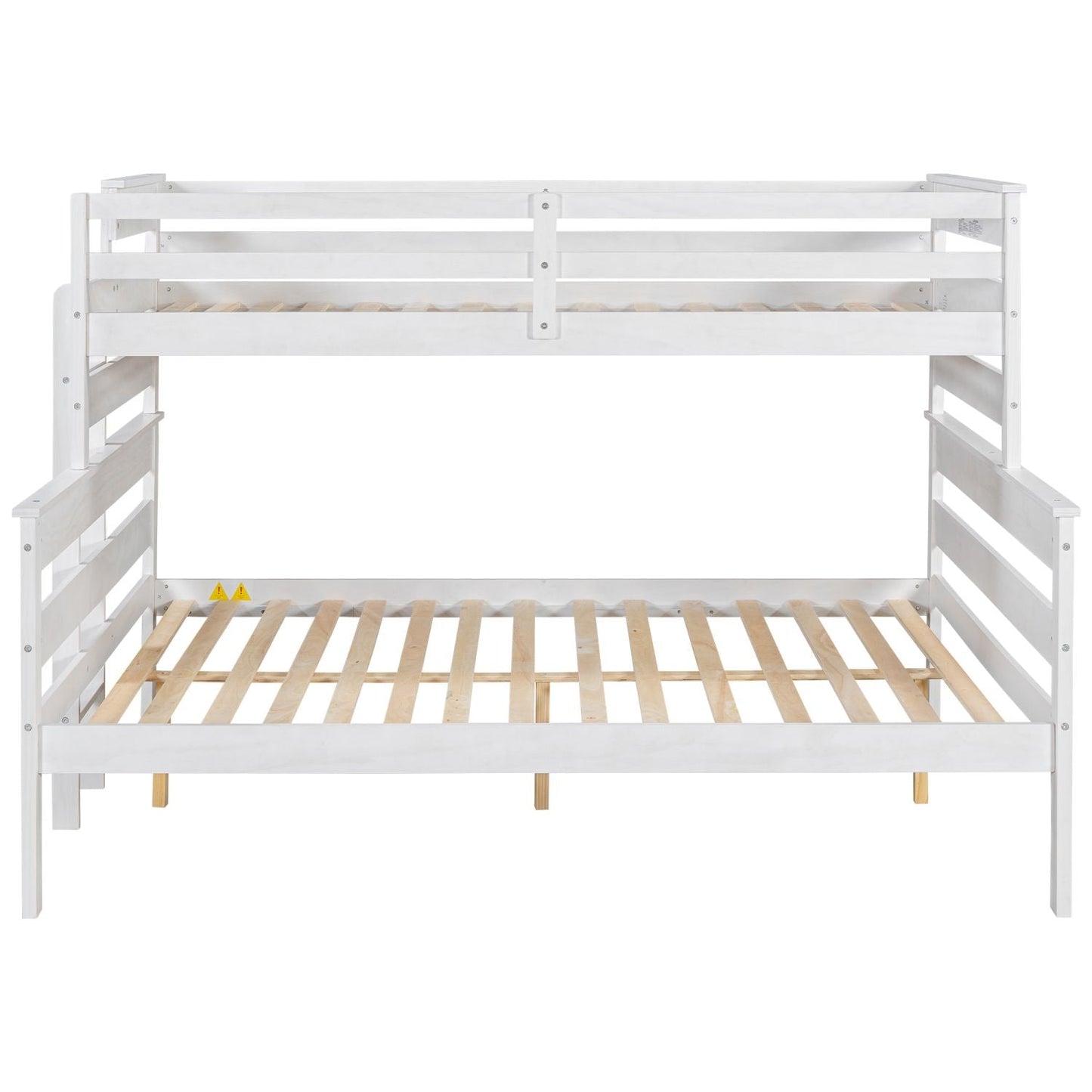 Shared Room Solution Twin XL Over Queen Wood Bunk Bed with Ladder, White | Just Better Bunk Beds