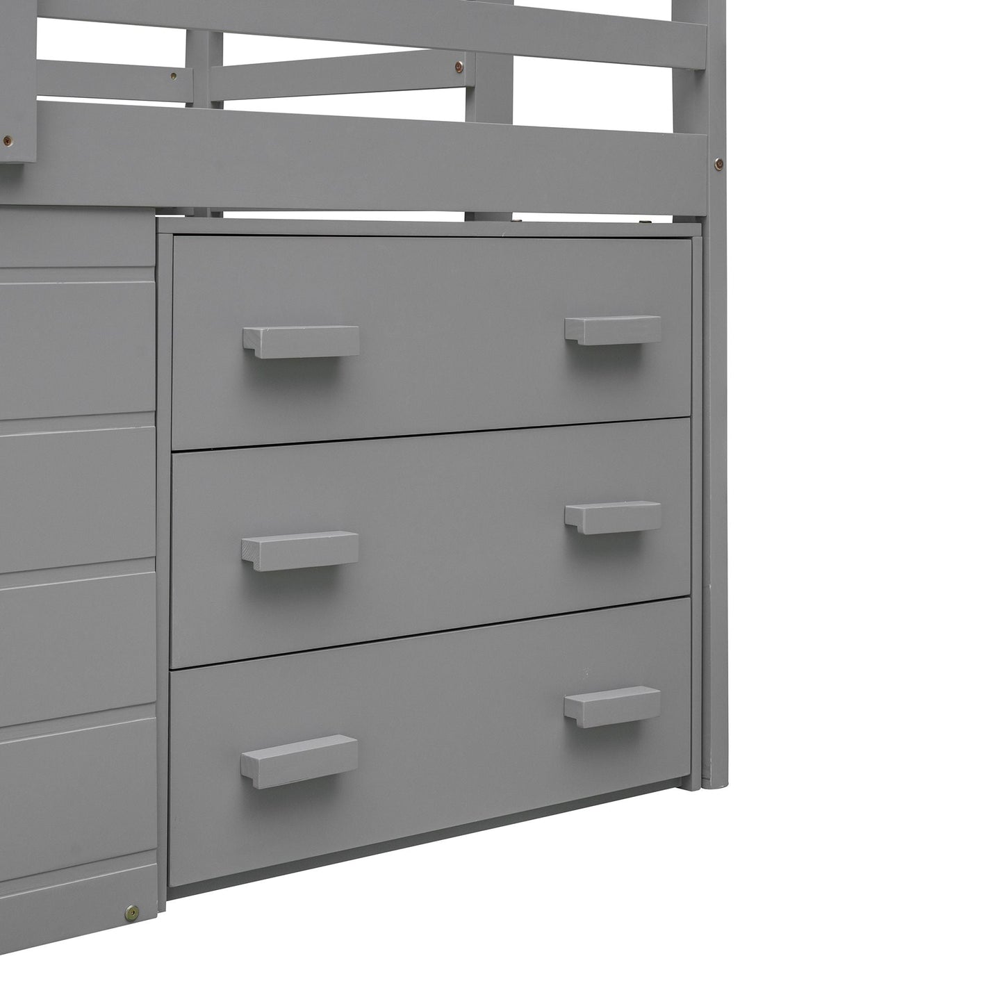 Kids Bedroom Twin Wood Loft Bed with Cabinet and Shelf, White | Just Better Bunk Beds