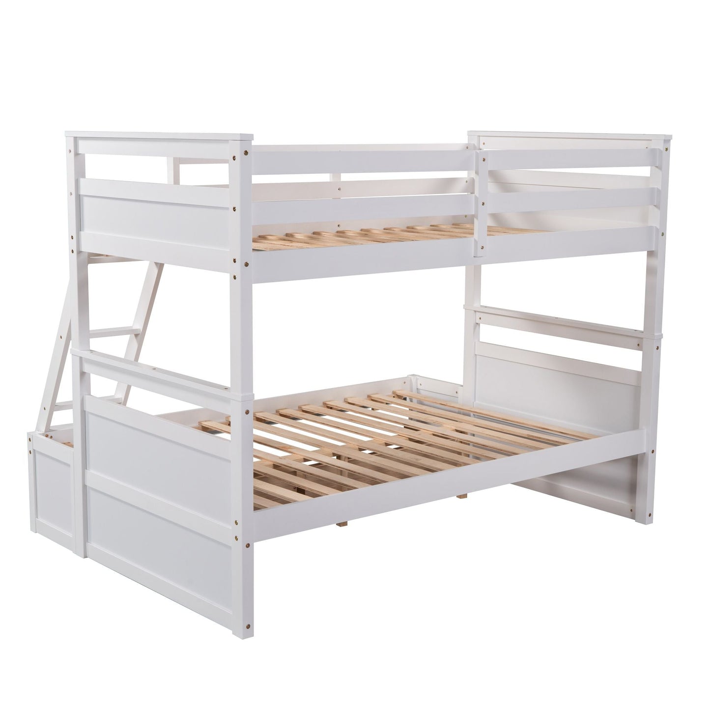 Space-Saving Twin Over Full Wood Bunk Bed with Storage, White | Just Better Bunk Beds