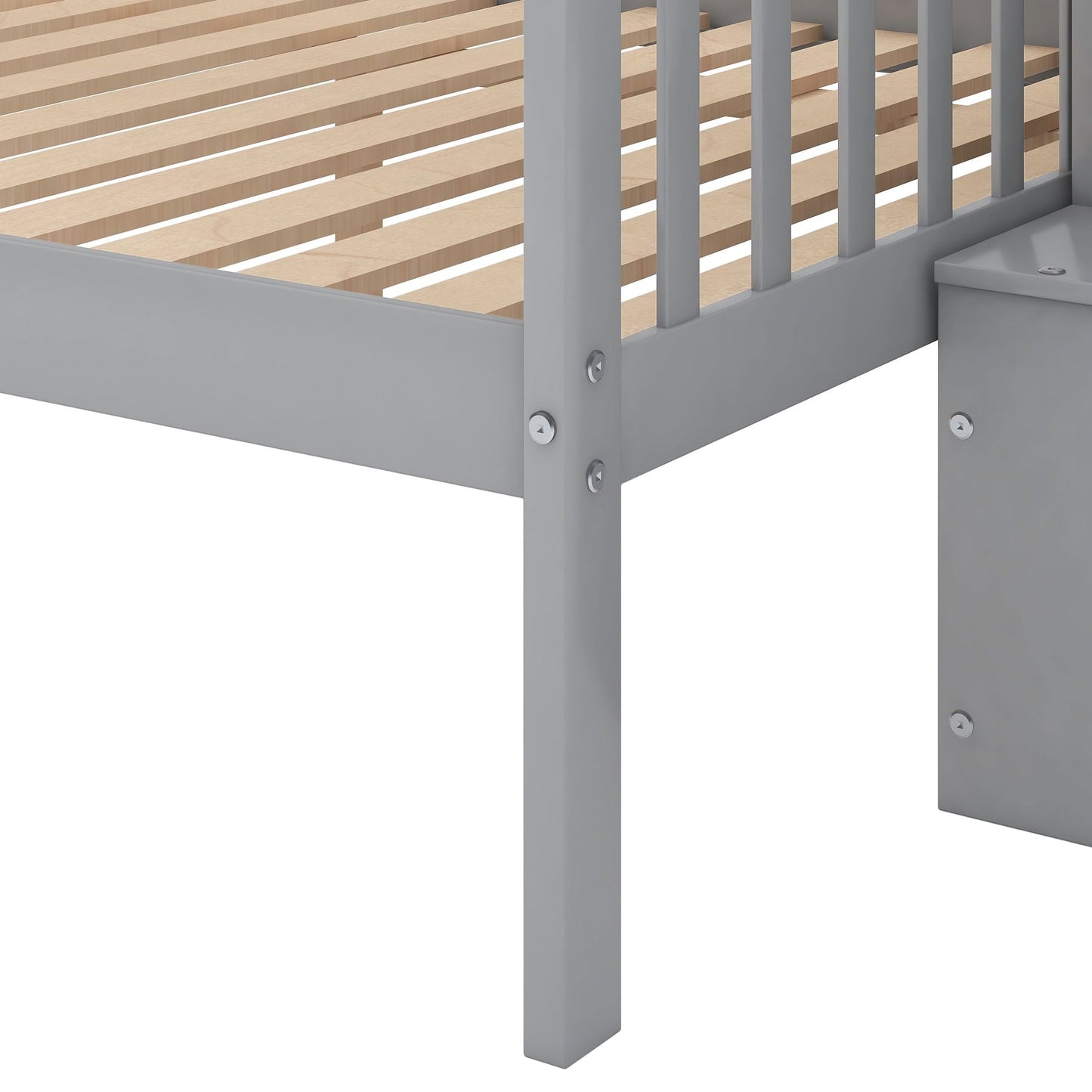 Staircase Storage Twin Over Full Wood Bunk Bed with Storage, White | Just Better Bunk Beds