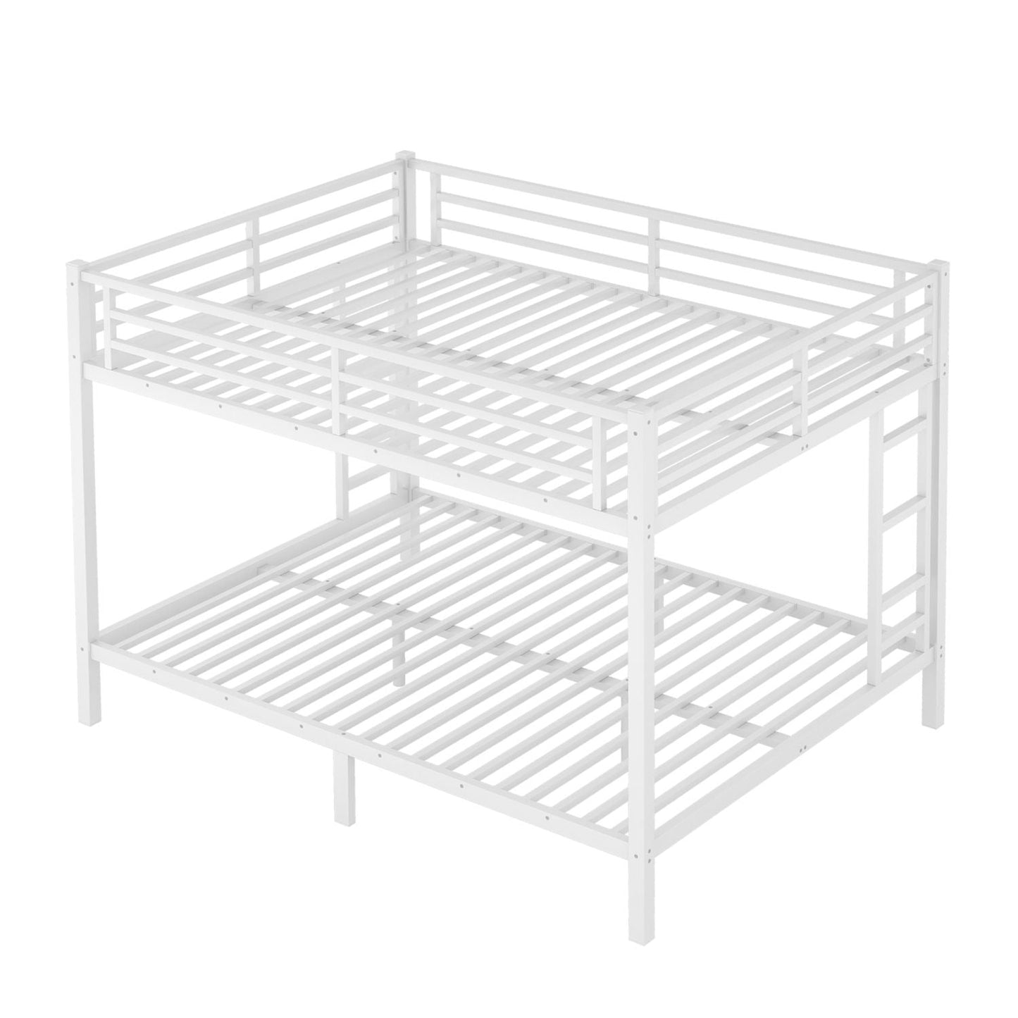 Heavy-Duty Queen Over Queen Metal Bunk Bed for Teens and Adults, Space-Saving, Noise Reduced, No Box Spring Needed, White | Just Better Bunk Beds