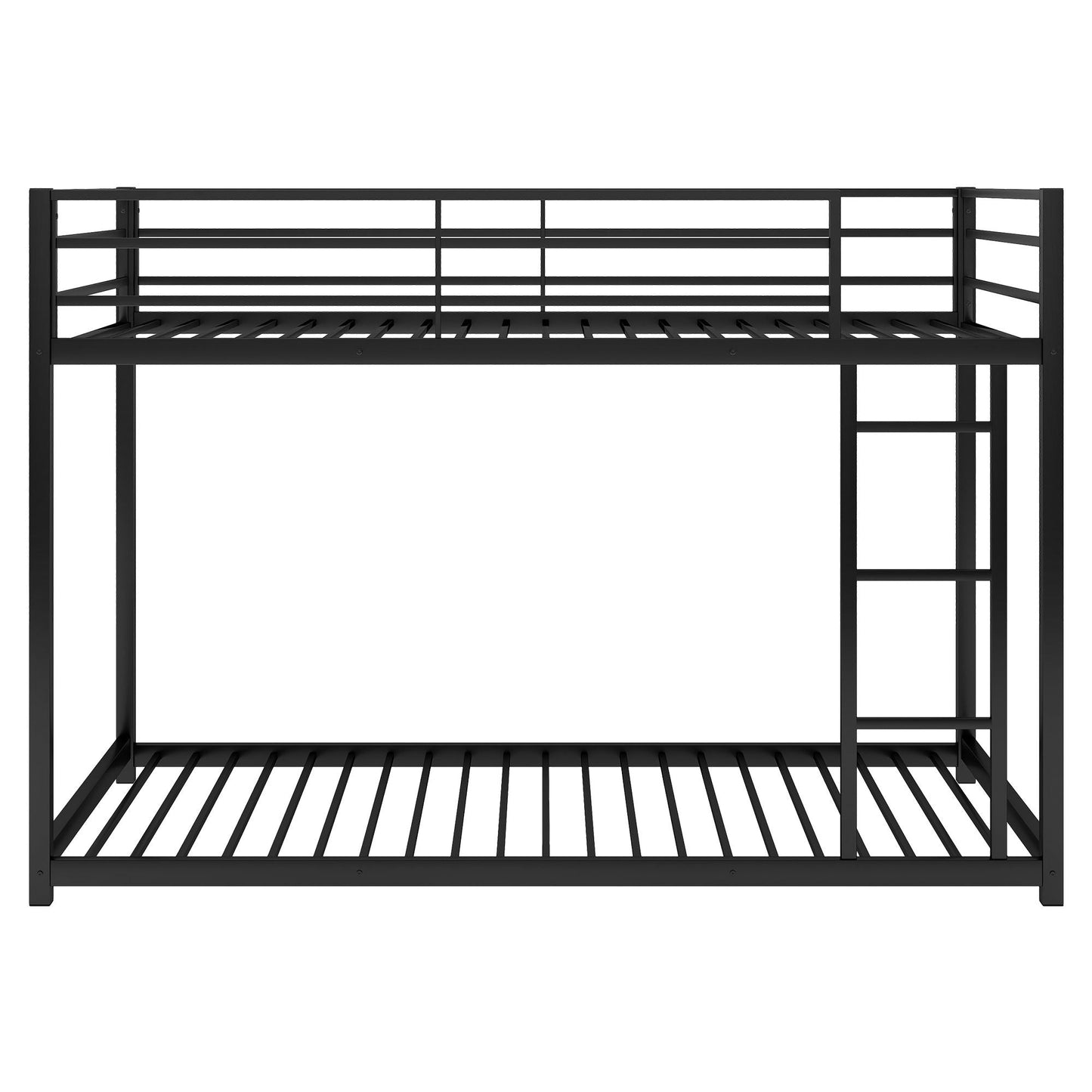 Low Profile Twin Over Twin Metal Bunk Bed with Ladder, White | Just Better Bunk Beds