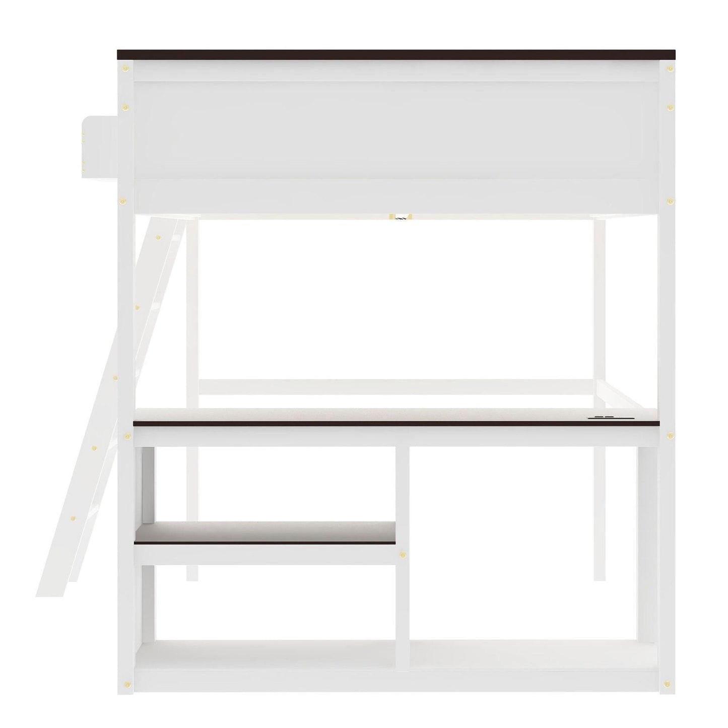 Space-Saving Queen Wood Loft Bed with Desk, Storage & USB Charging Station, White | Just Better Bunk Beds