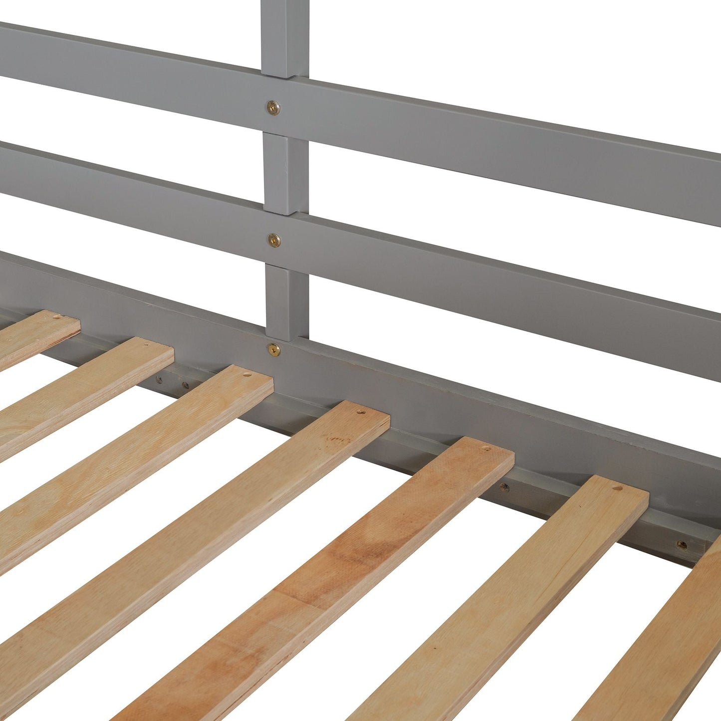 Twin Over Twin Bunk Bed Wood Bed with Roof,  Window,  Guardrail,  Ladder White