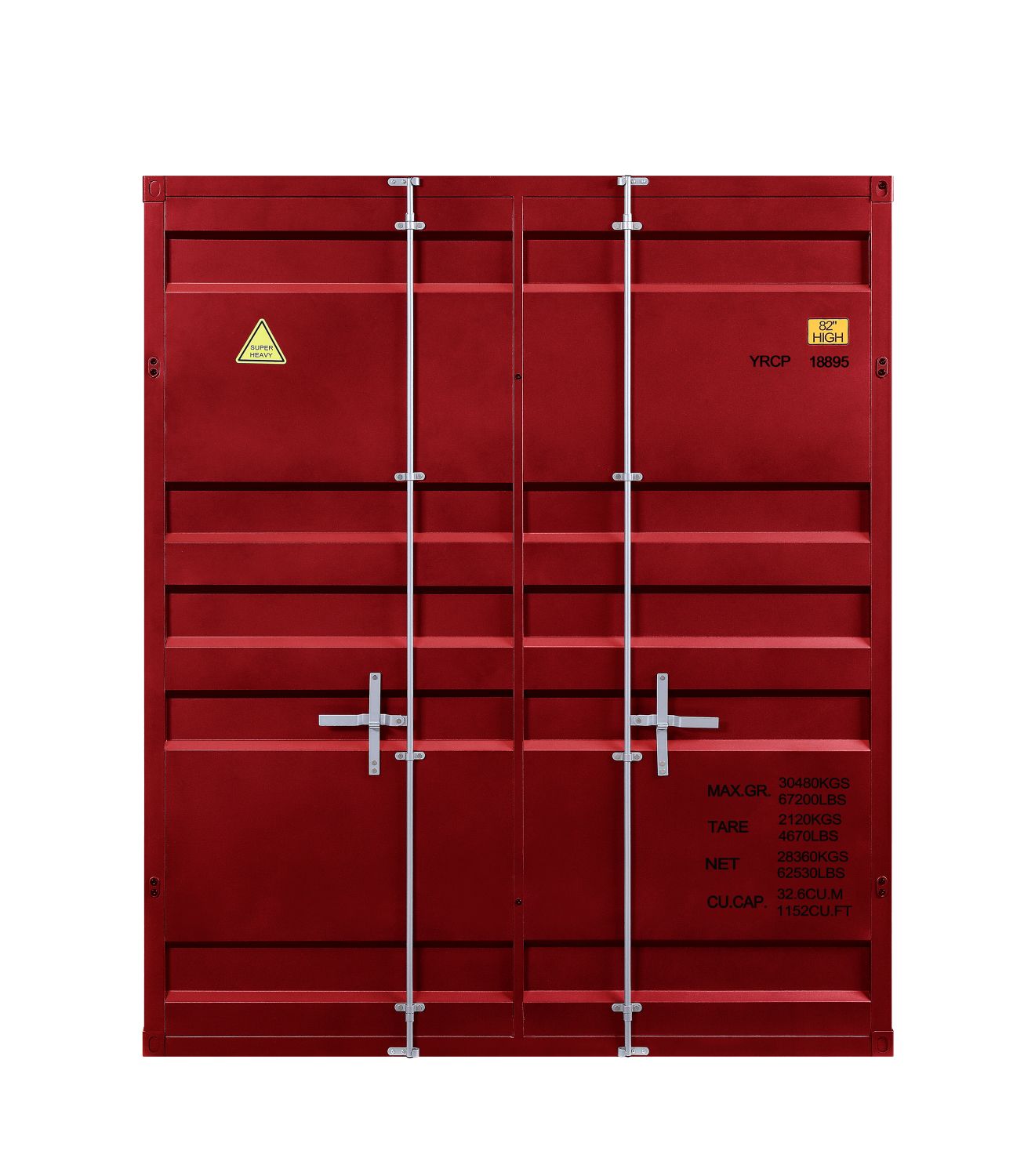 Kids Bedroom Full Over Full Wood Bunk Bed, Red Cargo Finish | Just Better Bunk Beds