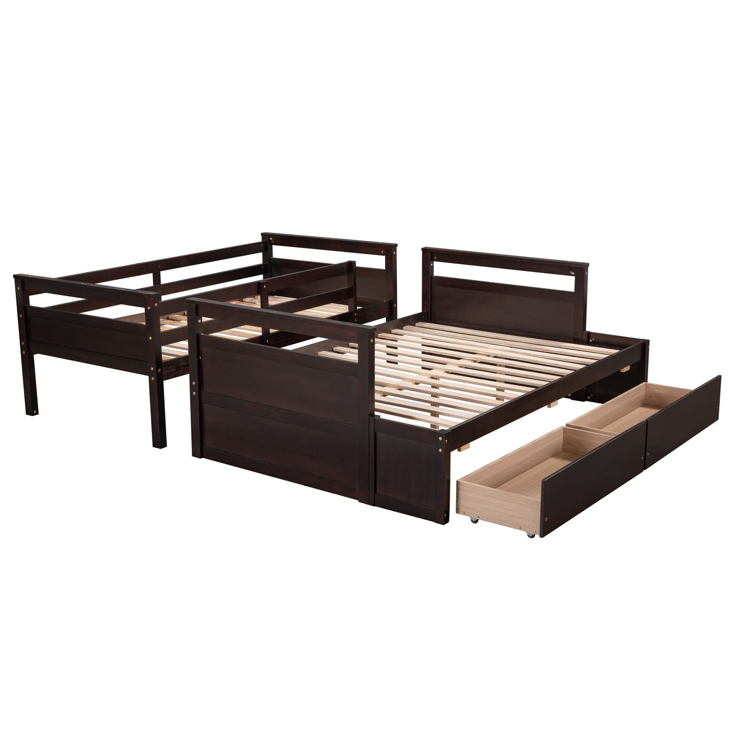 Space-Saving Twin Over Full Wood Bunk Bed with Storage, White | Just Better Bunk Beds