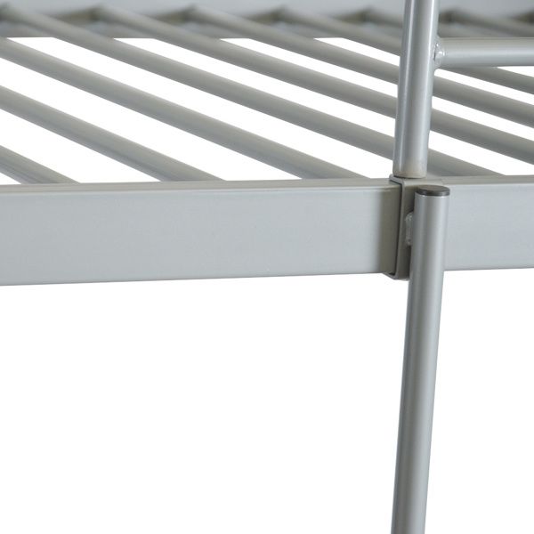 Twin Size Gray Iron Bunk Bed with Ladder for Kids - Stylish and Space-Saving Design