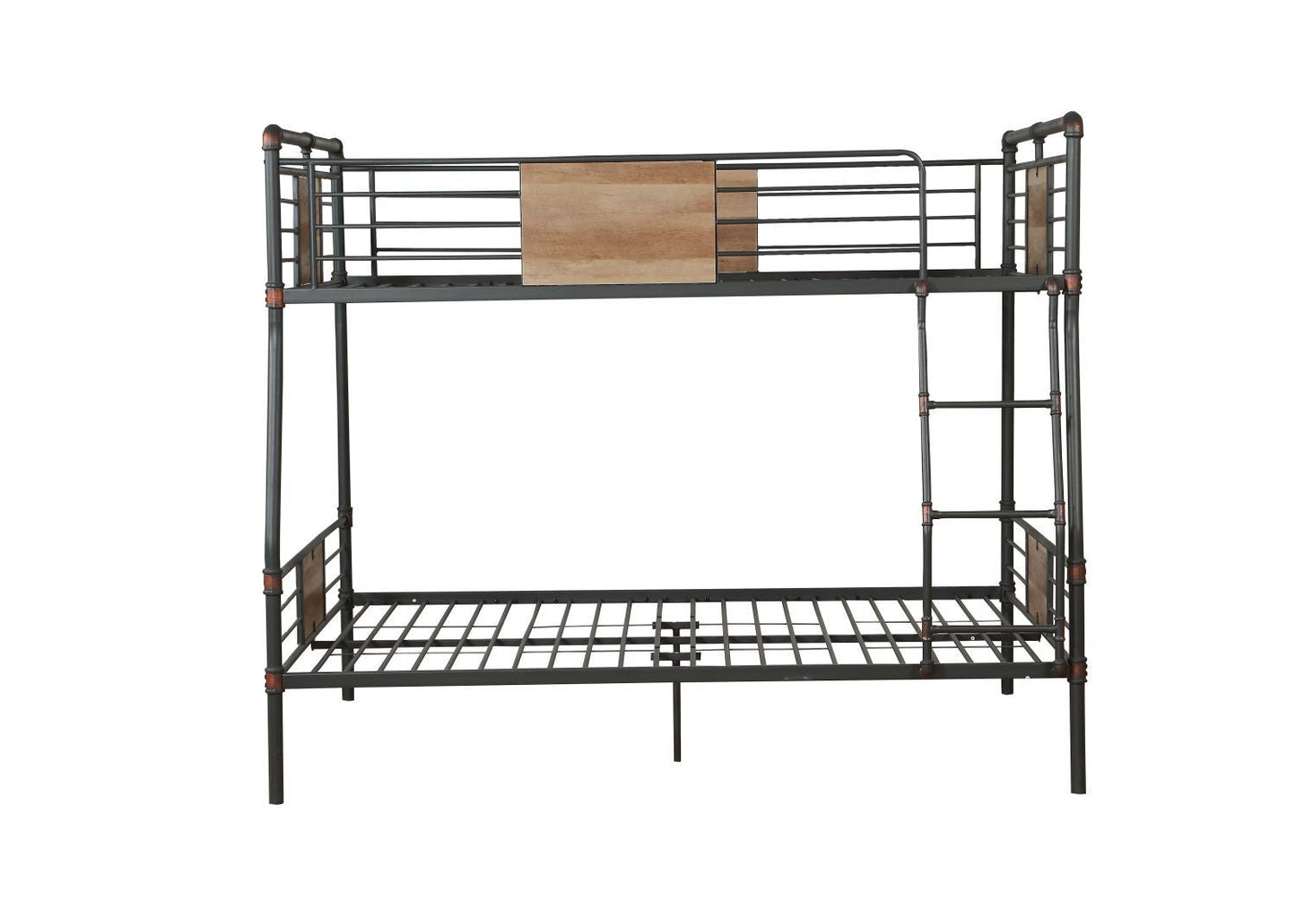 House-Style Full XL Over Queen Wood Bunk Bed Black and Dark Bronze Hand-Brushed Finish | Just Better Bunk Beds
