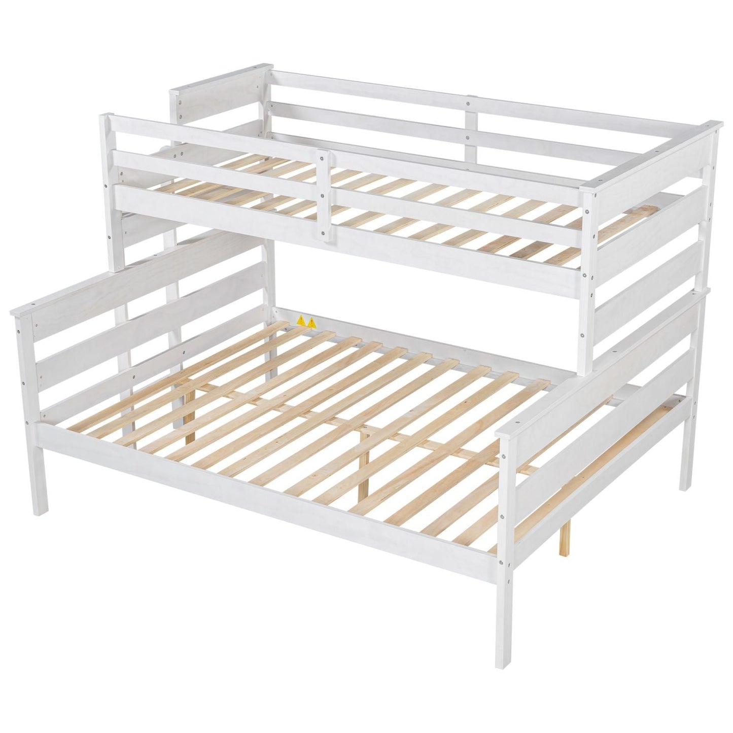 Shared Room Solution Twin XL Over Queen Wood Bunk Bed with Ladder, White | Just Better Bunk Beds