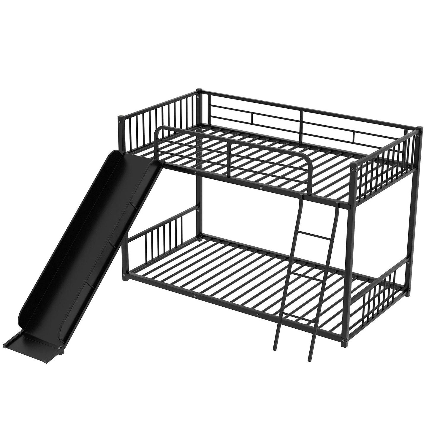 Space-Saving Metal Bunk Bed with Slide Twin Over Twin, White | Just Better Bunk Beds