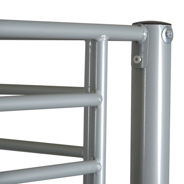 Twin Size Gray Iron Bunk Bed with Ladder for Kids - Stylish and Space-Saving Design