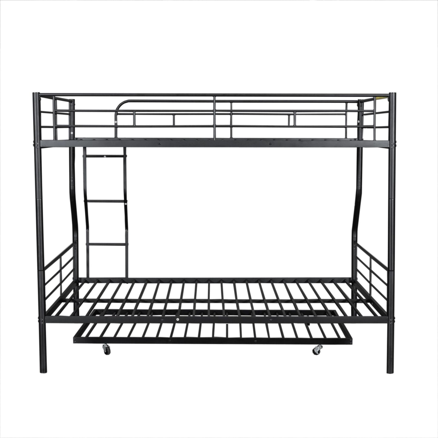 Space-Saving Full XL Over Queen Metal Bunk Bed with Trundle, Black | Just Better Bunk Beds