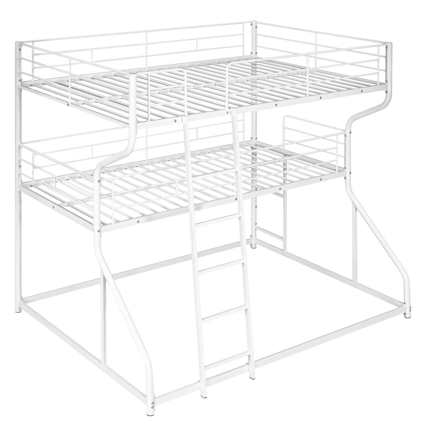 Shared Room Solution Full XL Over Twin XL Over Queen Wood Triple Bunk Bed, White | Just Better Bunk Beds