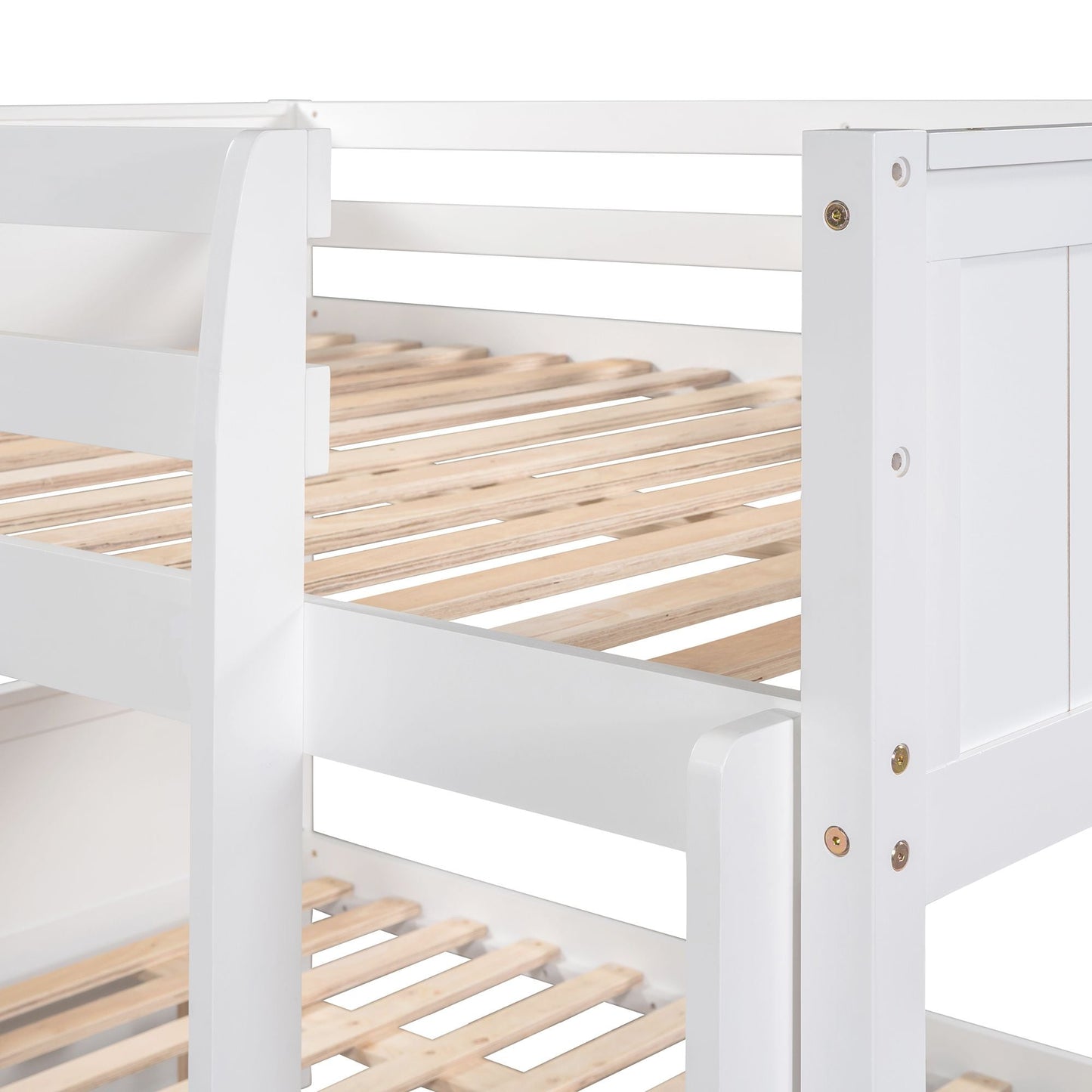 Shared Room Solution Full Over Full Wood Bunk Bed with Twin Trundle, White | Just Better Bunk Beds