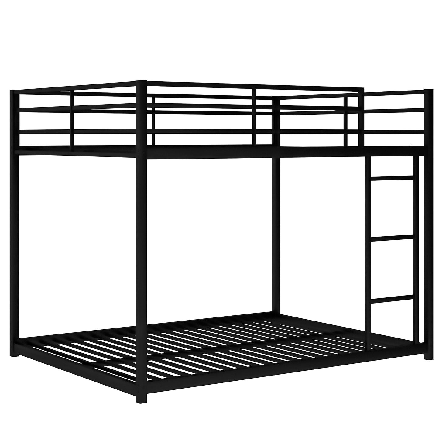 Space-Saving Low Full Over Full Metal Bunk Bed with Ladder, Black | Just Better Bunk Beds