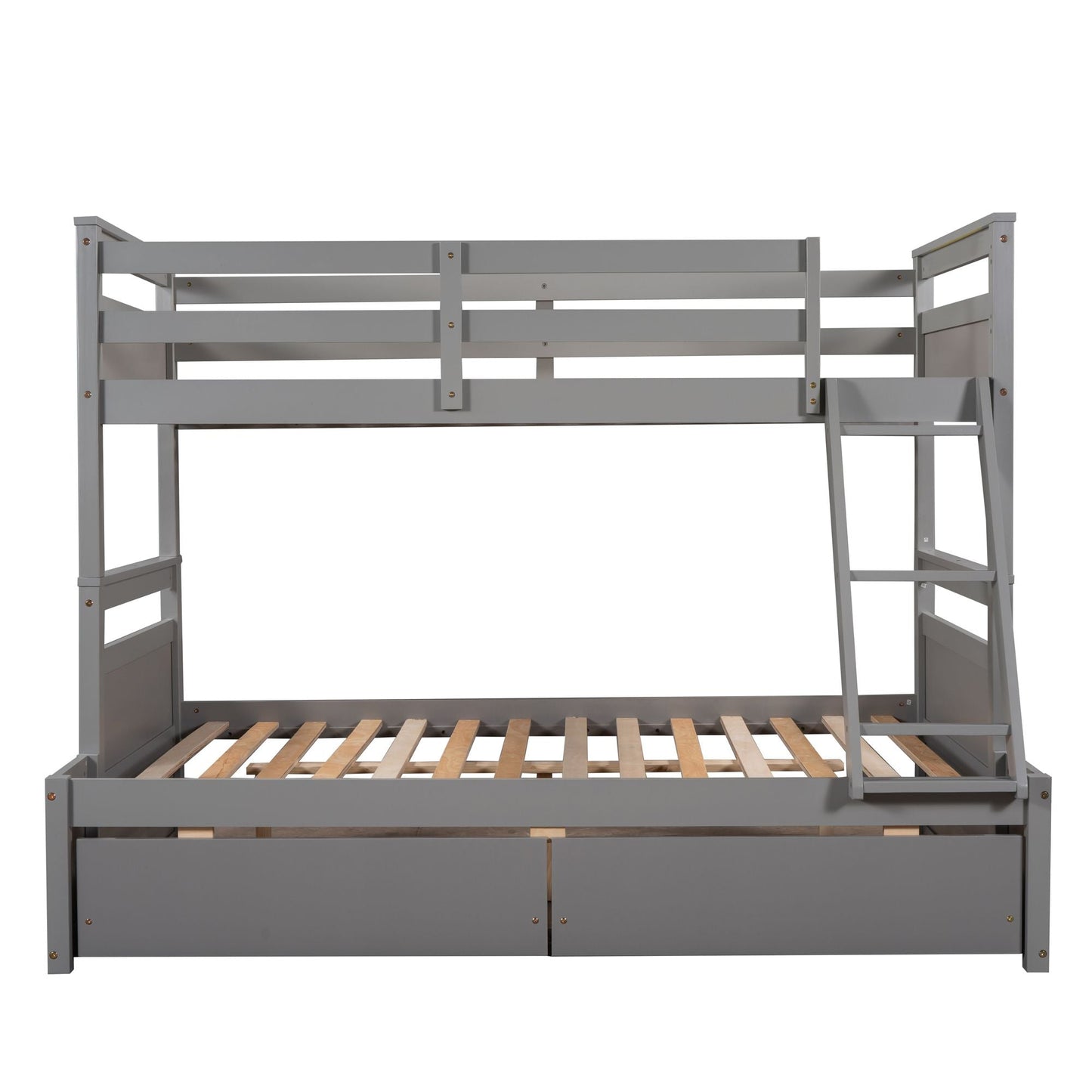Space-Saving Twin Over Full Wood Bunk Bed with Storage, White | Just Better Bunk Beds
