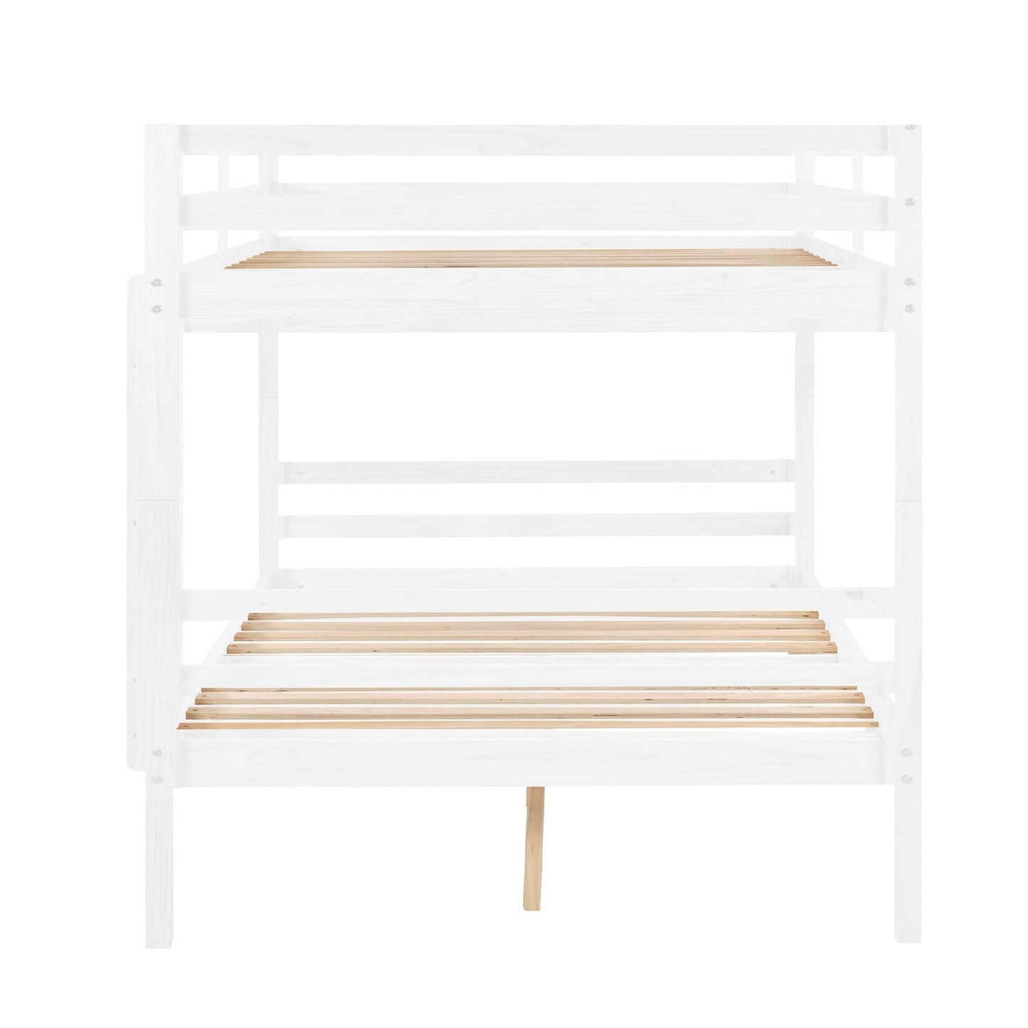 Dorm Room Full Over Full Wood Bunk Bed with Ladder and Guardrail, White | Just Better Bunk Beds