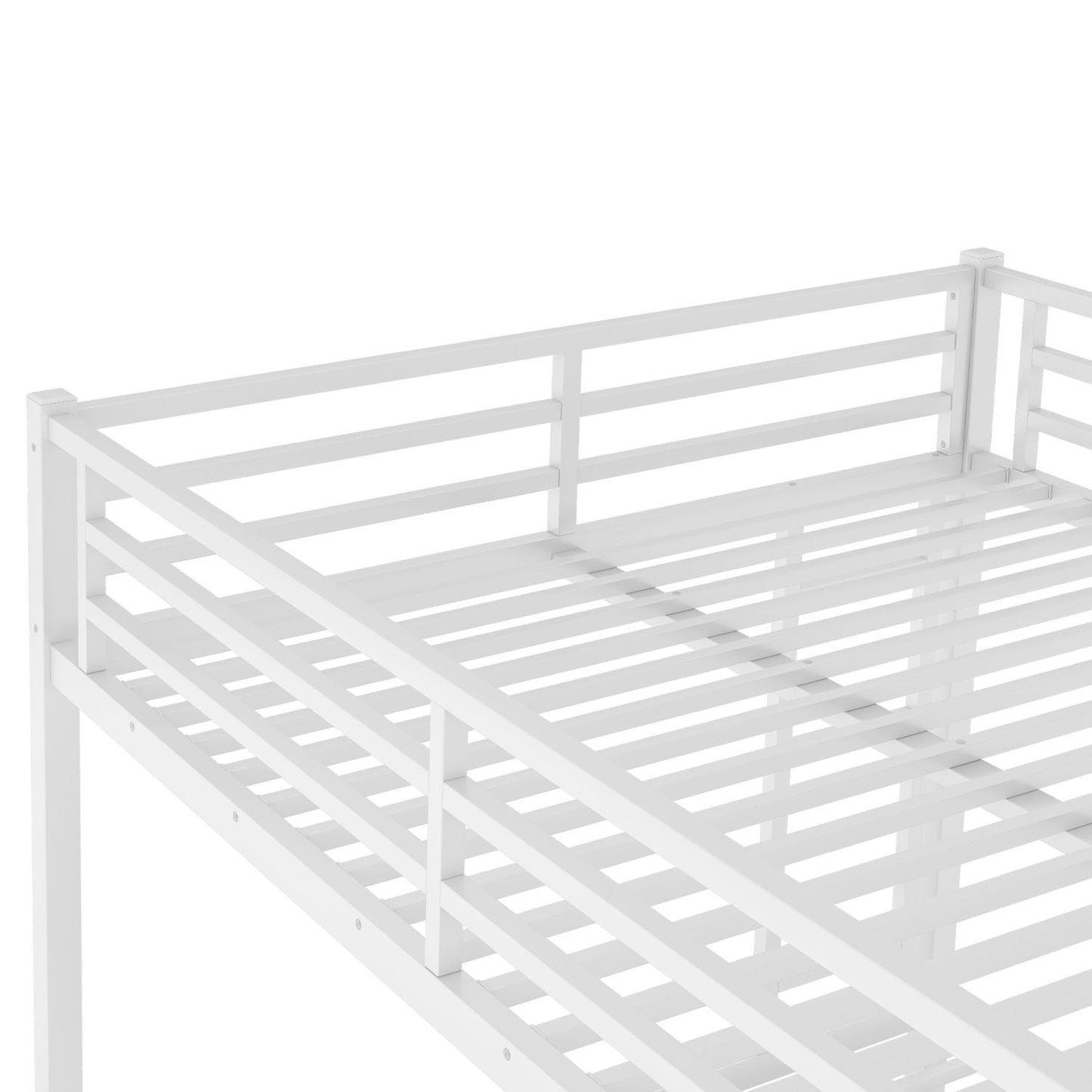 Heavy-Duty Queen Over Queen Metal Bunk Bed for Teens and Adults, Space-Saving, Noise Reduced, No Box Spring Needed, White | Just Better Bunk Beds