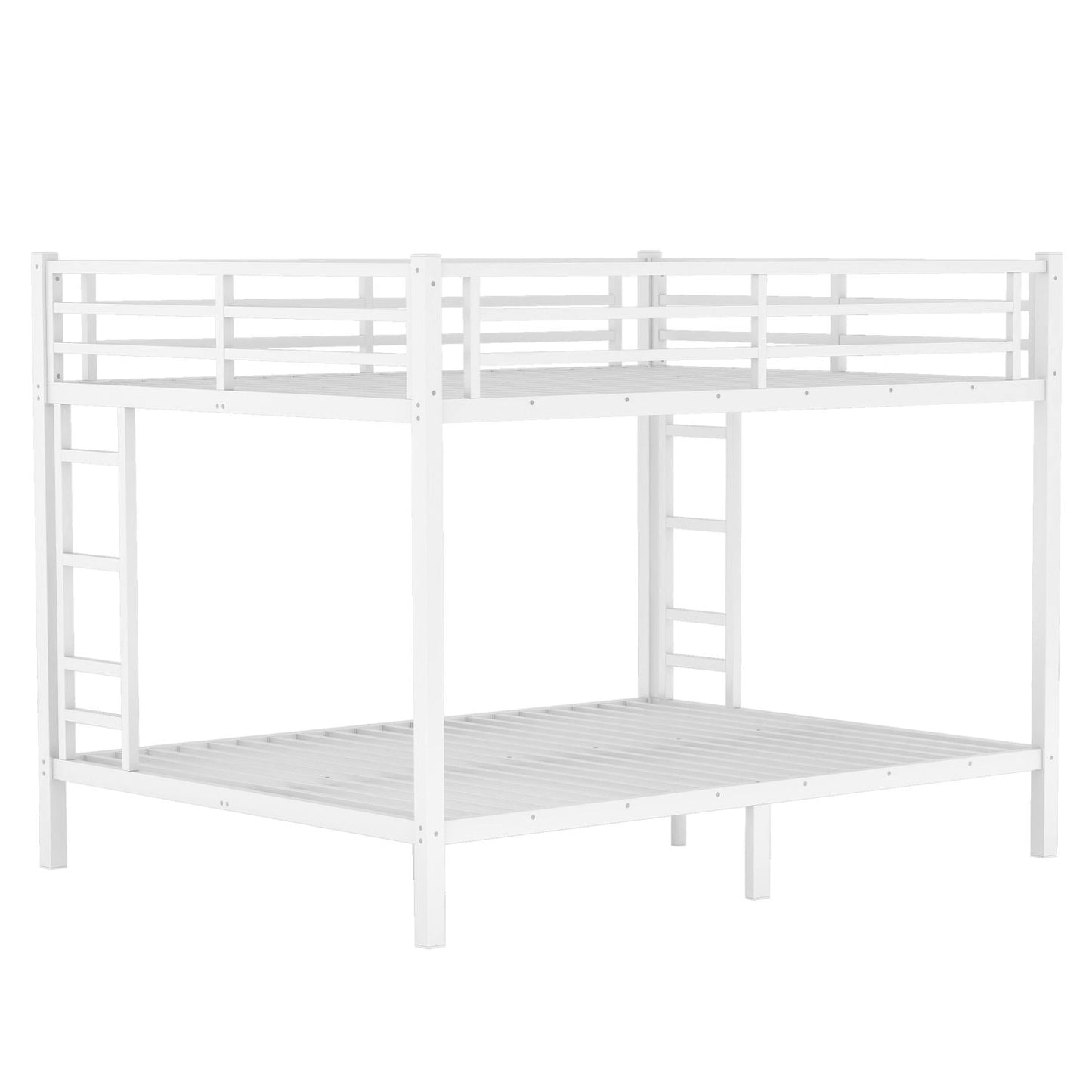 Heavy-Duty Queen Over Queen Metal Bunk Bed for Teens and Adults, Space-Saving, Noise Reduced, No Box Spring Needed, White | Just Better Bunk Beds