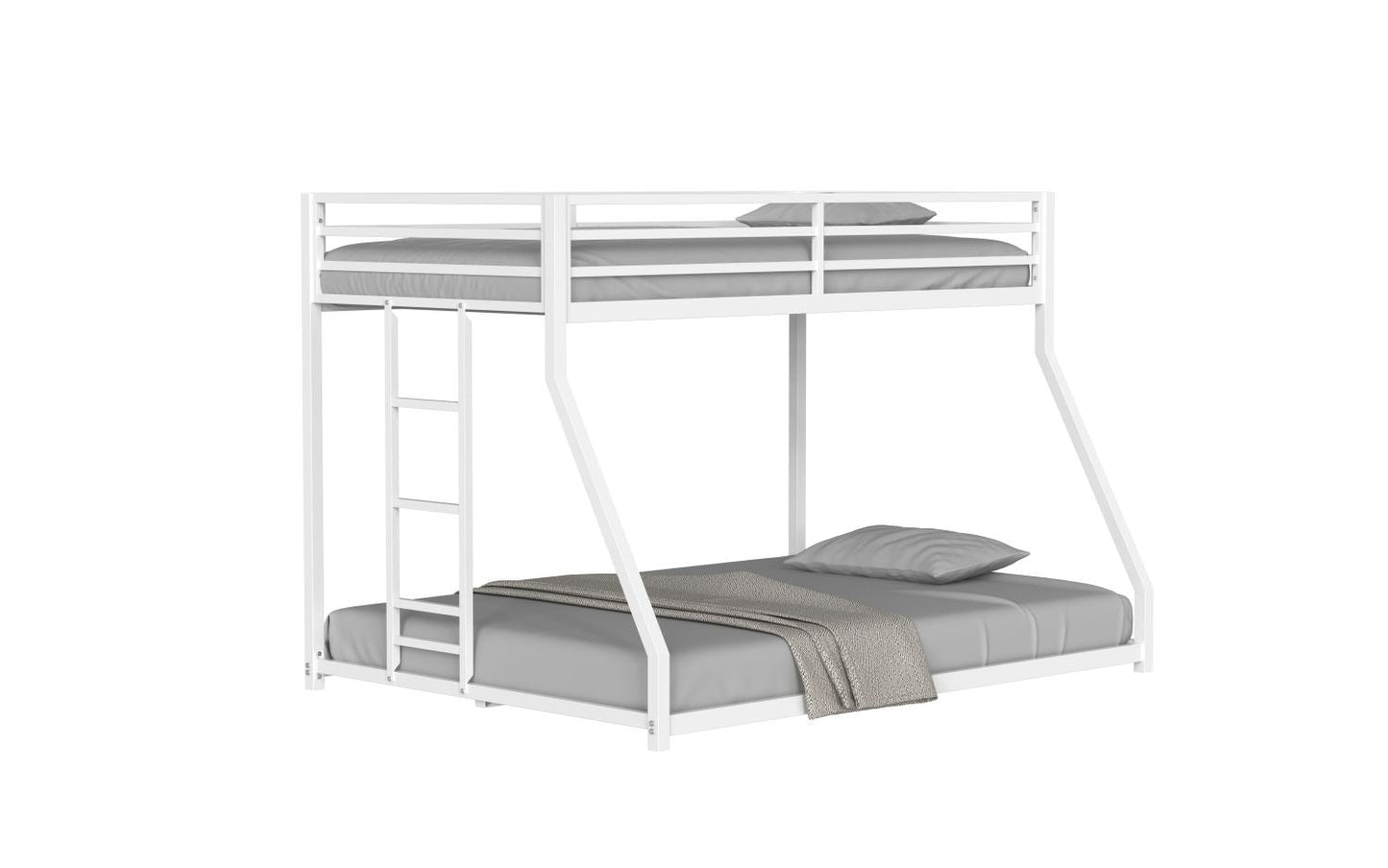 Heavy-Duty Twin Over Full Metal Bunk Bed with Stable Ladder, Low Profile, White | Just Better Bunk Beds