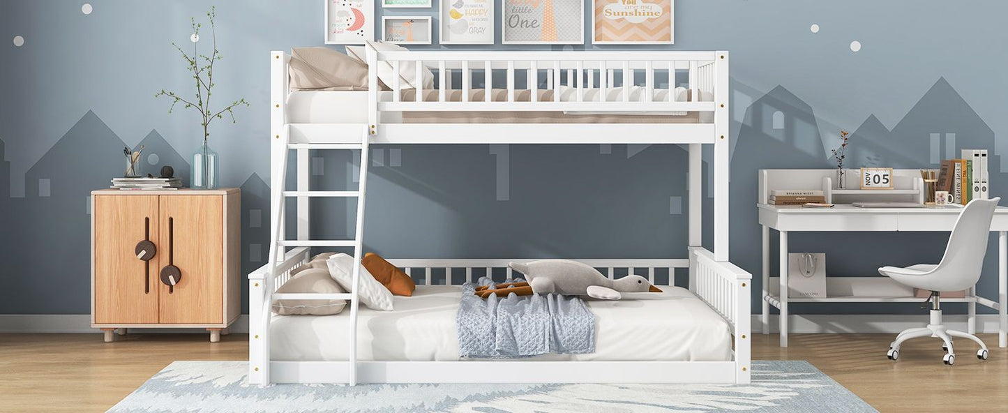 Shared Room Solution Twin XL Over Queen Wood Bunk Bed, White | Just Better Bunk Beds
