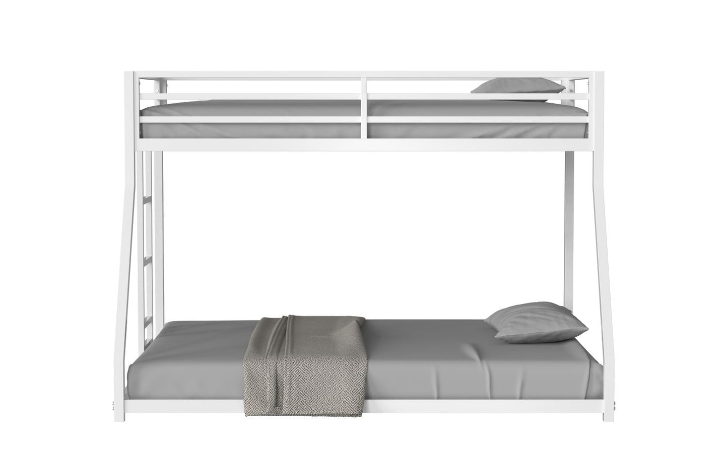 Heavy-Duty Twin Over Full Metal Bunk Bed with Stable Ladder, Low Profile, White | Just Better Bunk Beds