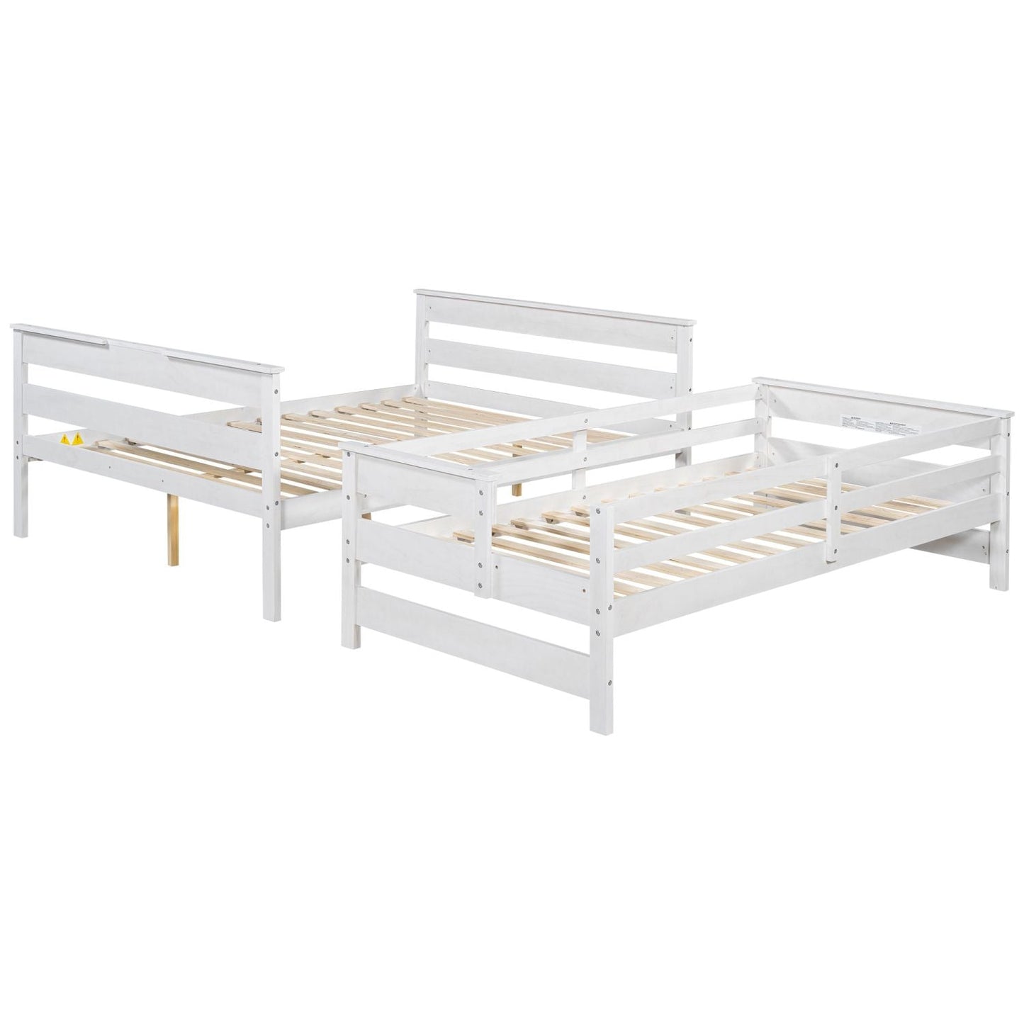 Shared Room Solution Twin XL Over Queen Wood Bunk Bed with Ladder, White | Just Better Bunk Beds