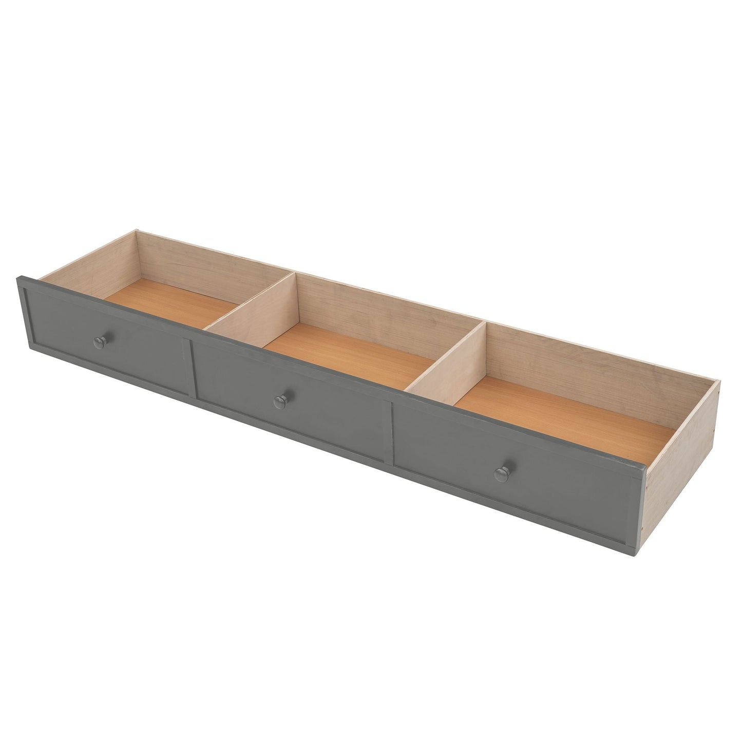 Staircase Storage Twin Over Full Wood Bunk Bed with Drawer, Storage, and Guard Rail, Gray | Just Better Bunk Beds